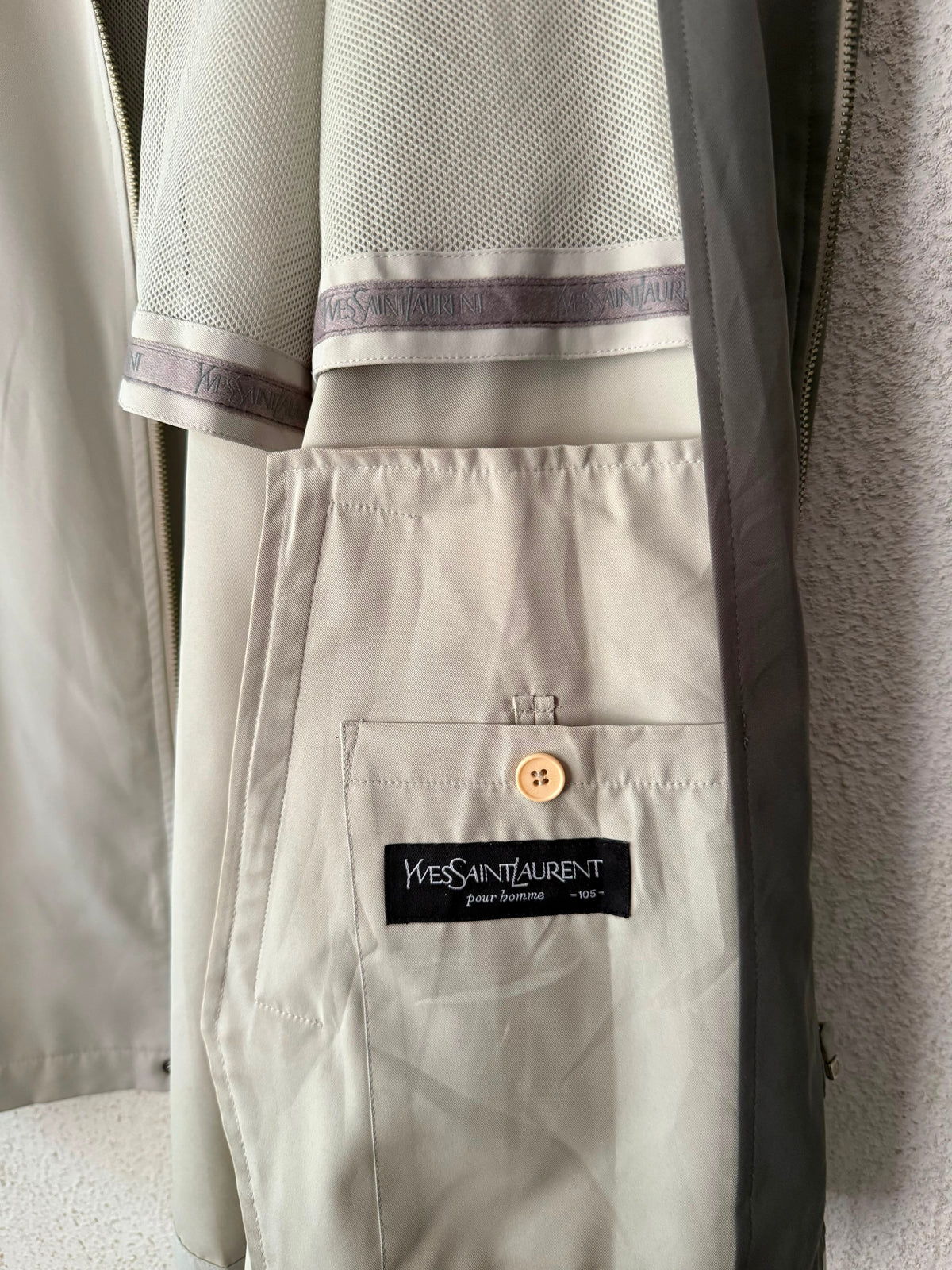 Yves Saint Laurent Vintage YSL Light Khaki Beige Windbreaker Bomber Jacket Size 105
