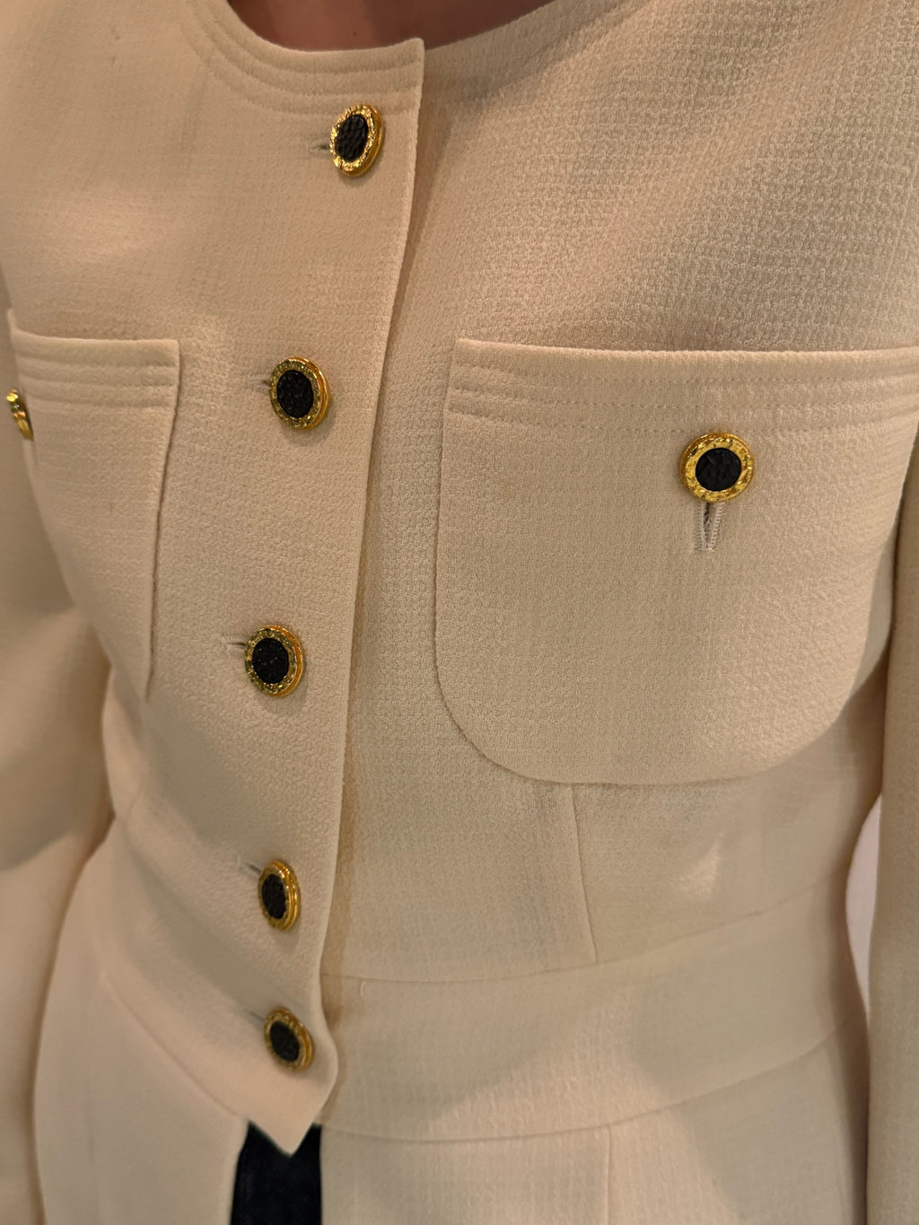 Chanel Beige Blazer Blk Buttons 1989