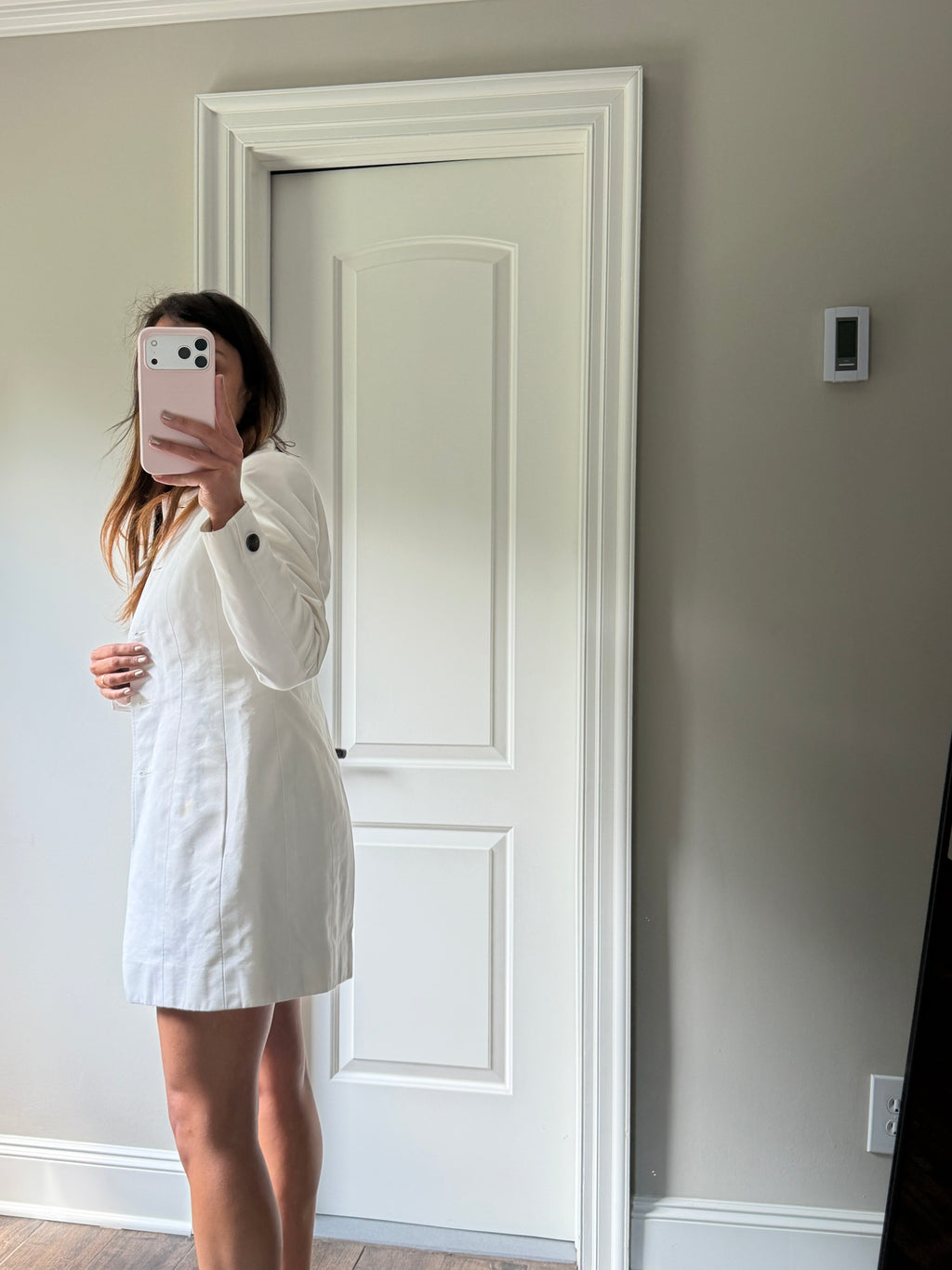 Chanel White Cotton Silver Button Blazer