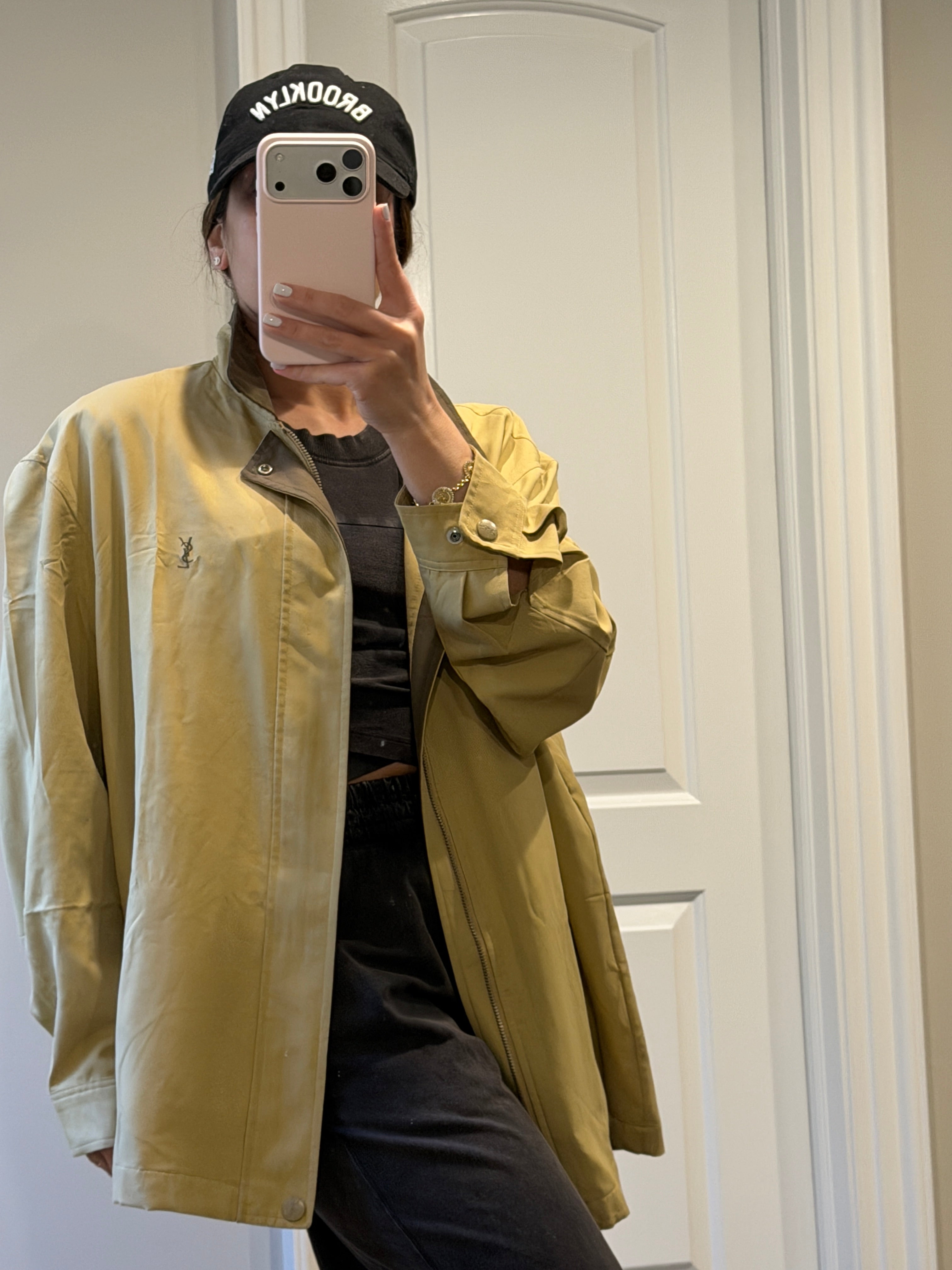 Saint Laurent Vintage Beige Bomber Windbreaker