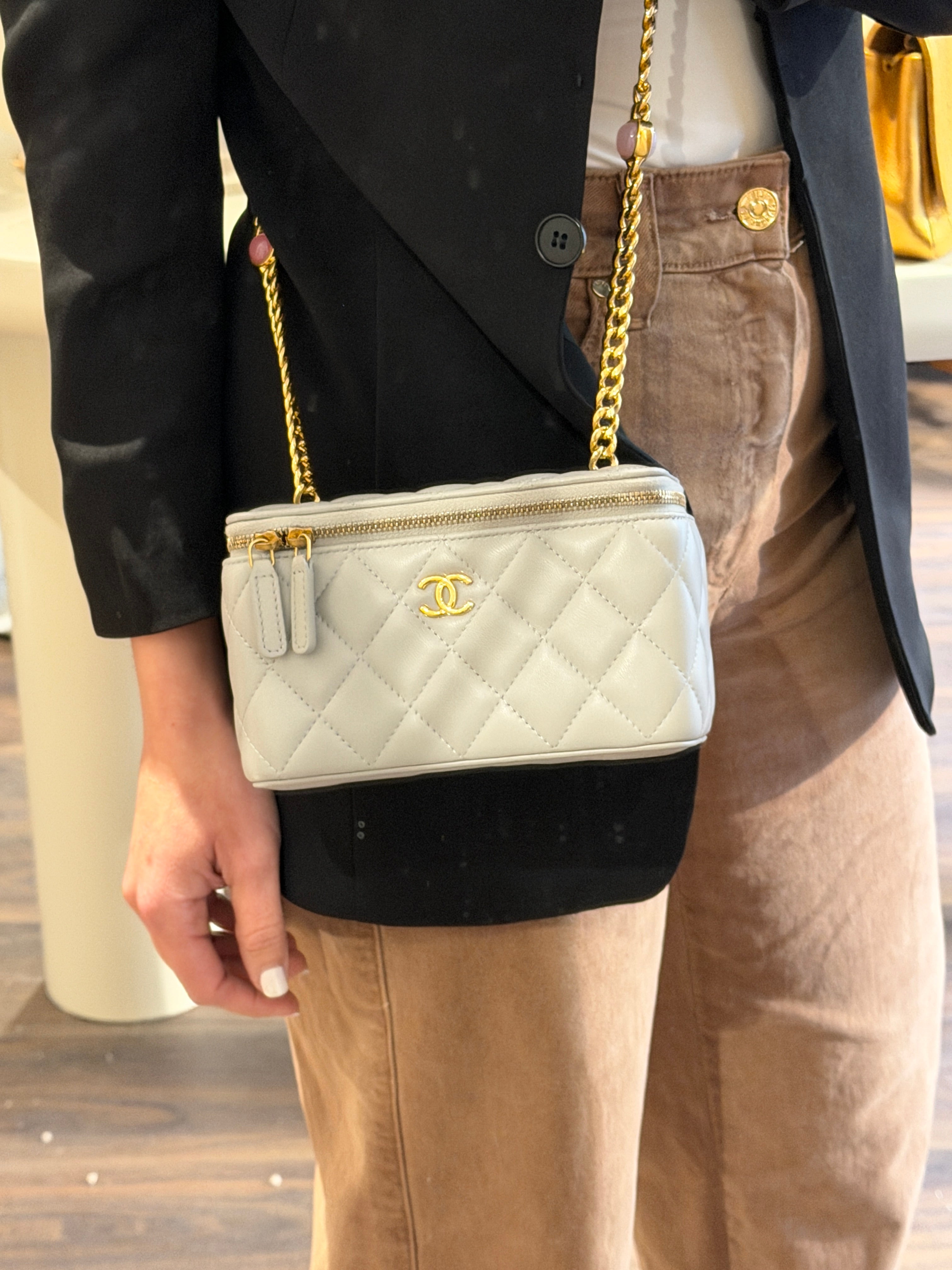 Chanel Lambskin Resin Chain Grey Vanity
