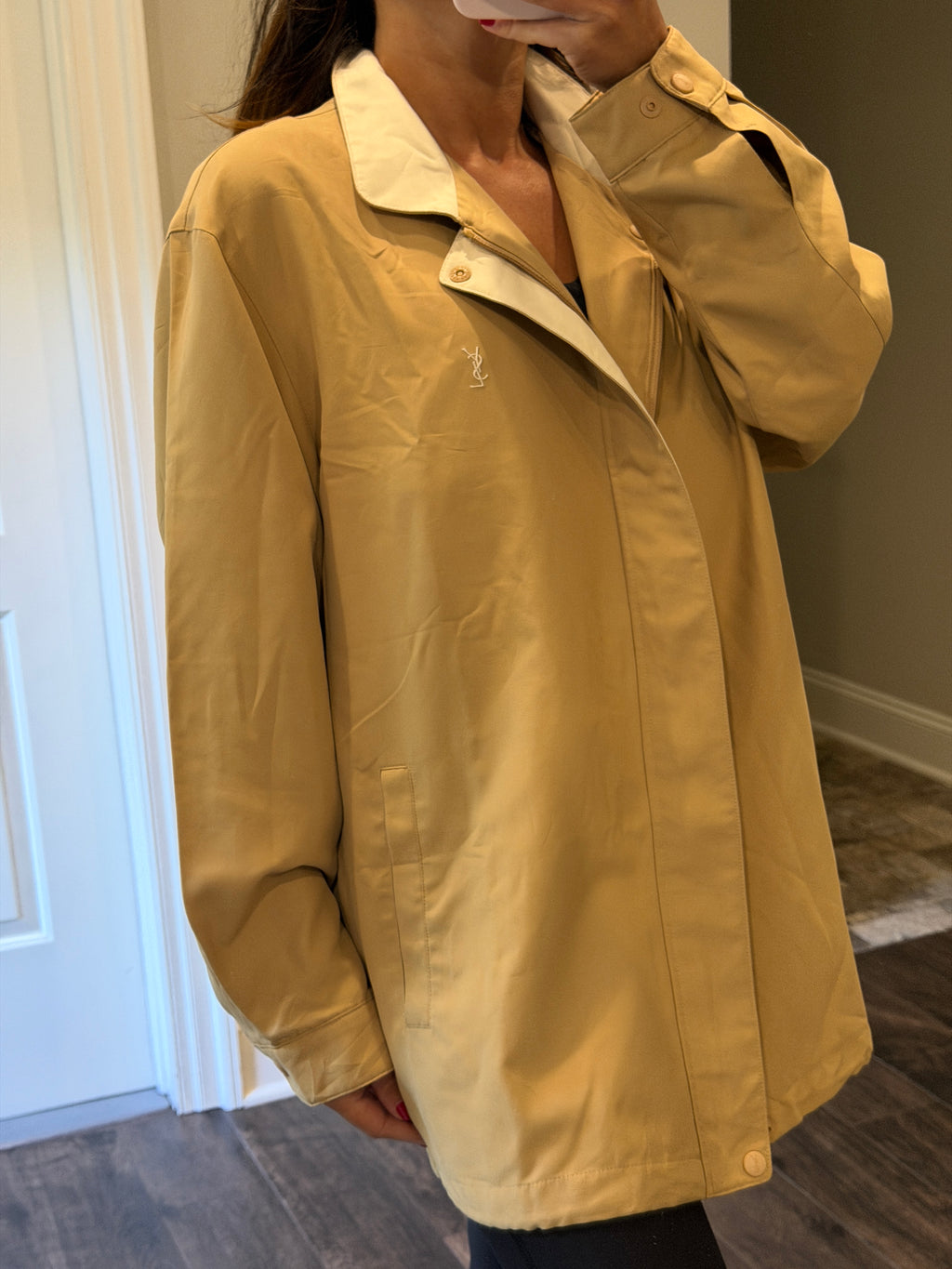 Yves Saint Laurent Vintage YSL Beige Windbreaker Bomber Jacket Size 100