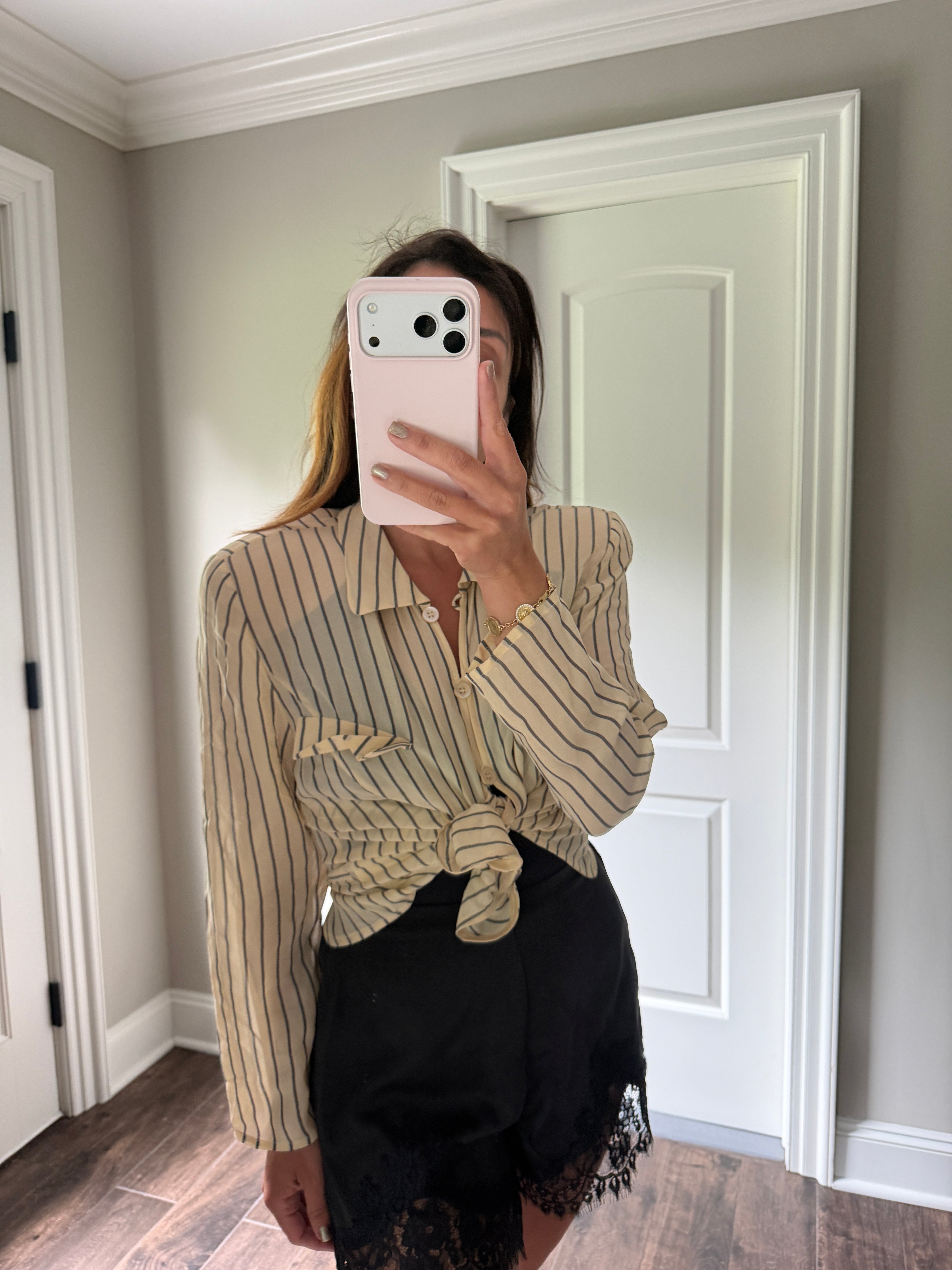 Armani Silk Striped Button Down NWT