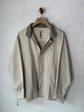 Yves Saint Laurent YSL Logo Harrington Jacket Cream Stone Gray Collar Windbreaker