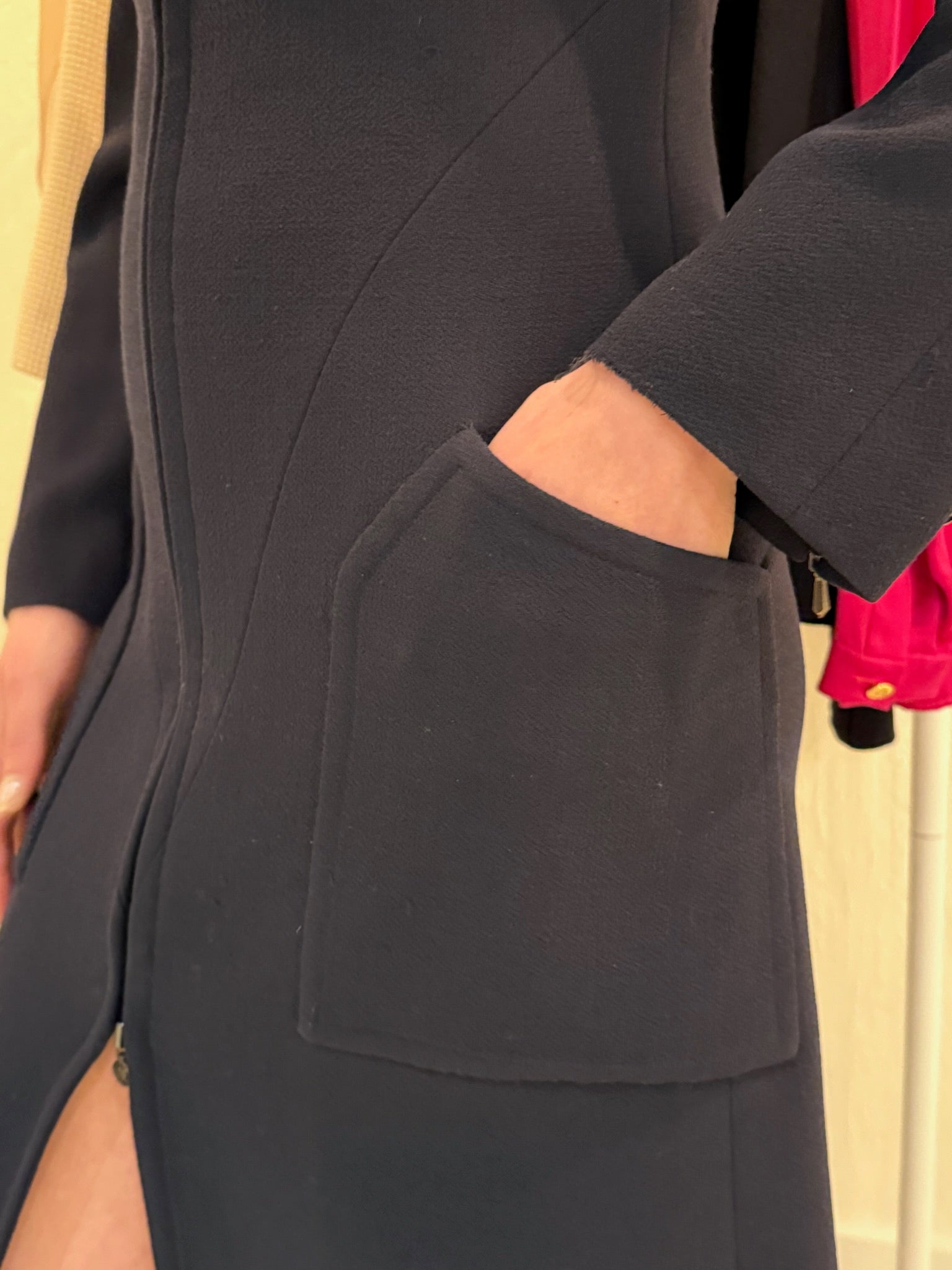 Chanel 1997 Navy Double Zip Coat Dress FR 38 | CC Logo Zippers | Fall 1997 Collection
