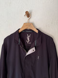Yves Saint Laurent YSL Navy Black Windbreaker Bomber Jacket with Logo Embroidery