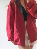 Yves Saint Laurent Vintage 90s Red YSL Logo Windbreaker Jacket Navy Logo Size 110 Oversized