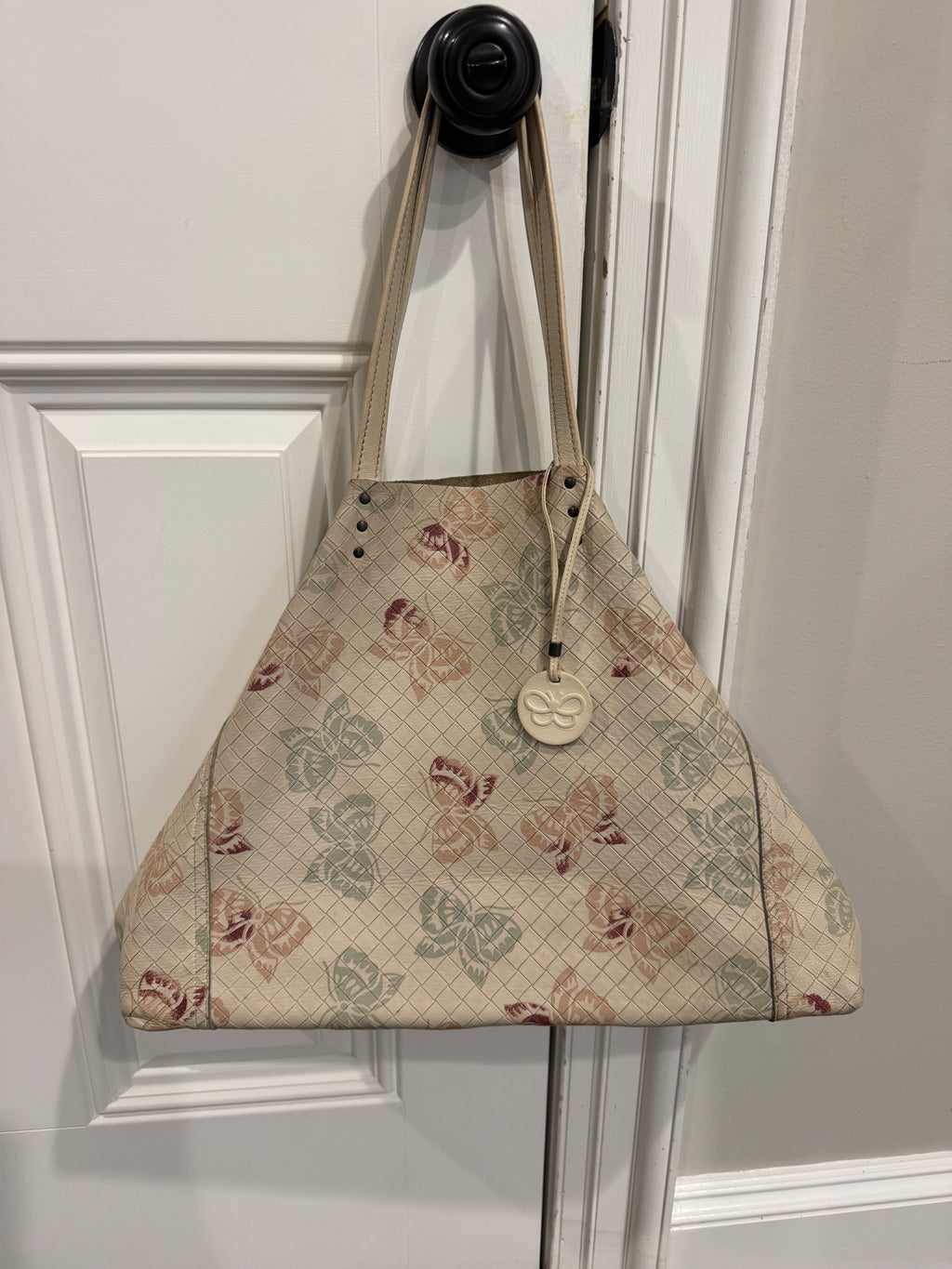 Bottega Veneta Mirage Butterfly Intrecciato Leather Tote Neutral Multi Print