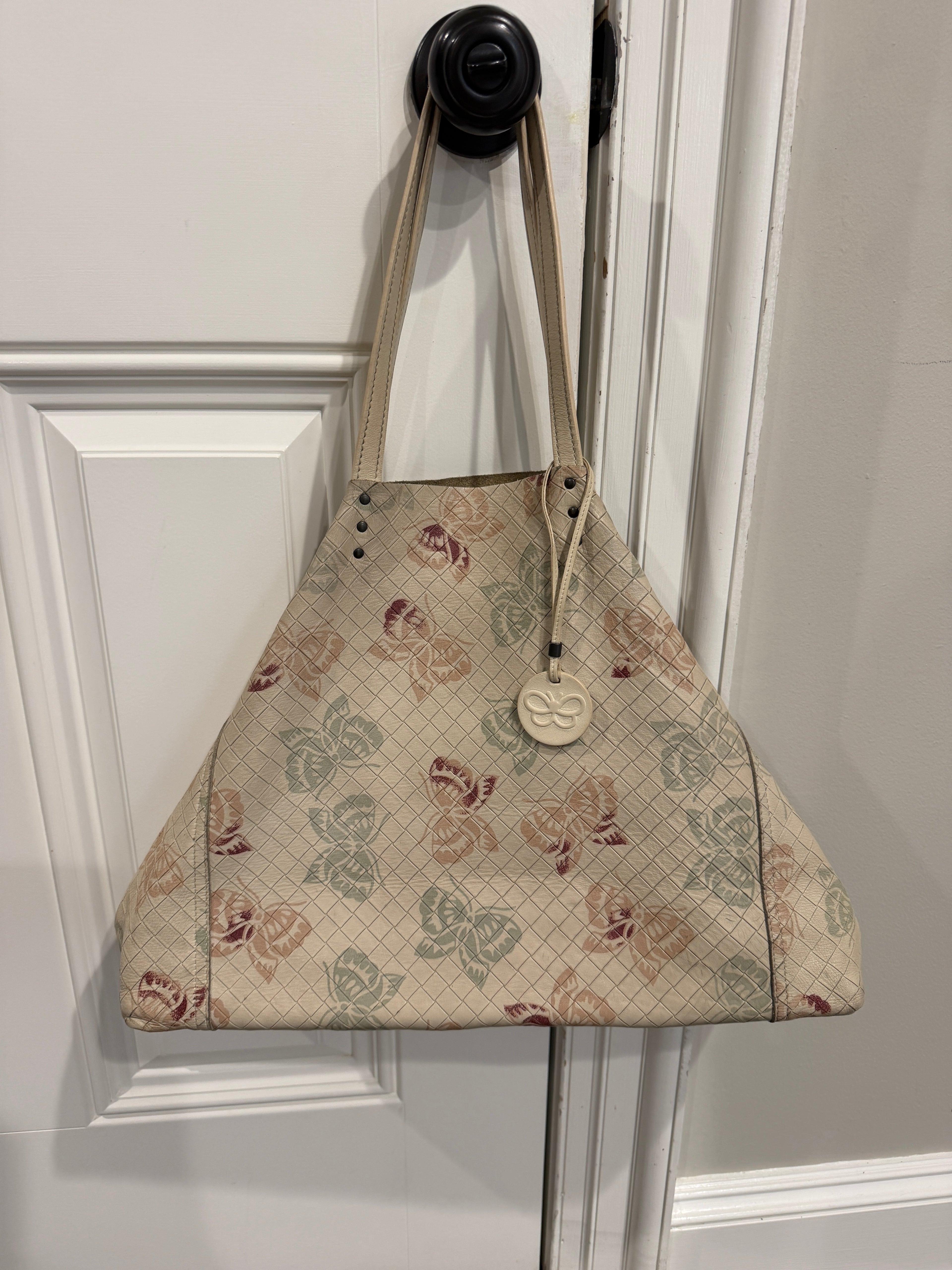 Bottega Veneta Mirage Butterfly Intrecciato Leather Tote Neutral Multi Print