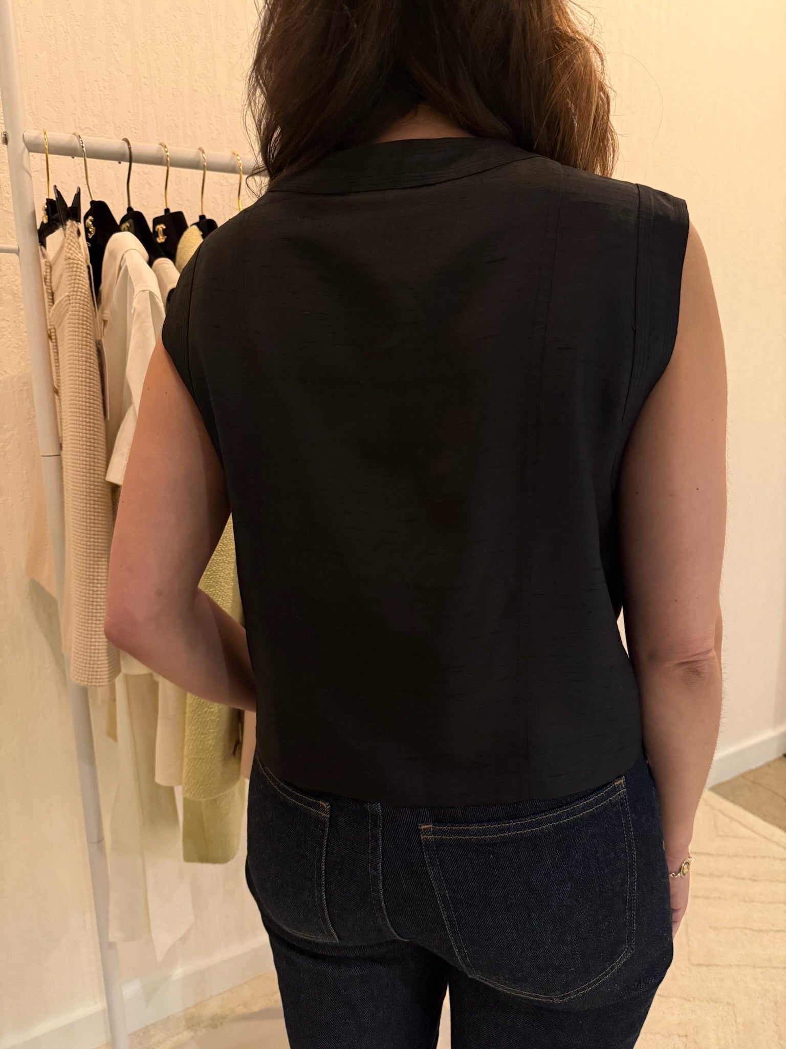 Chanel Black Gold Button Vest FR40