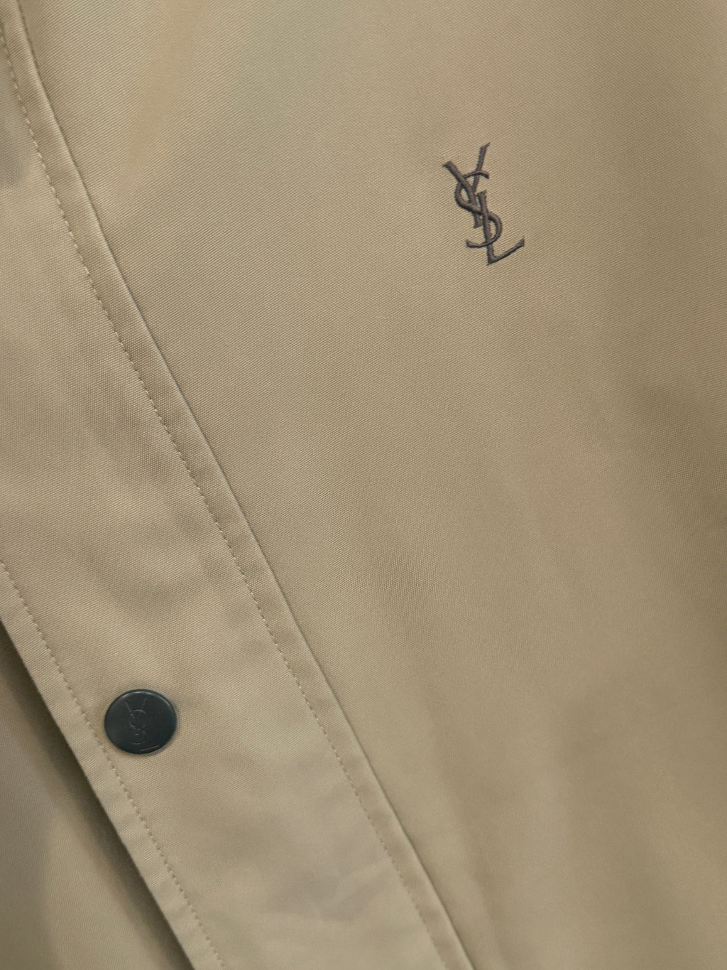 Yves Saint Laurent Vintage YSL Light Khaki Windbreaker Bomber Jacket Size 100 DAMAGED
