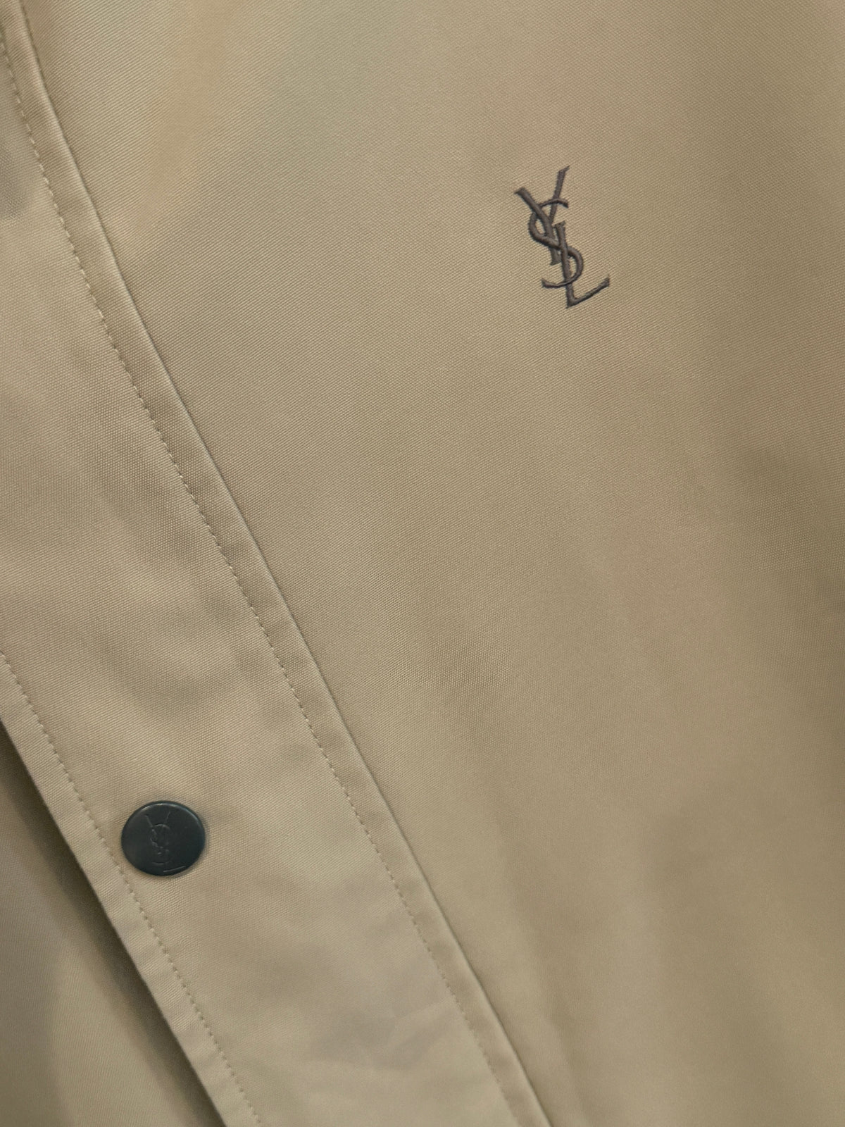 Yves Saint Laurent Vintage YSL Light Khaki Windbreaker Bomber Jacket Size 100 DAMAGED