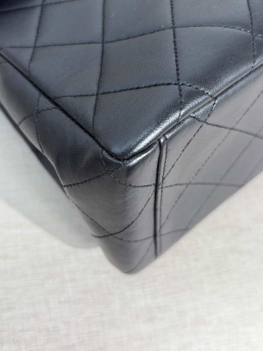 Chanel Maxi Flap Bag Black Quilted Leather 24K Gold Plated CC Vintage 1991-1994