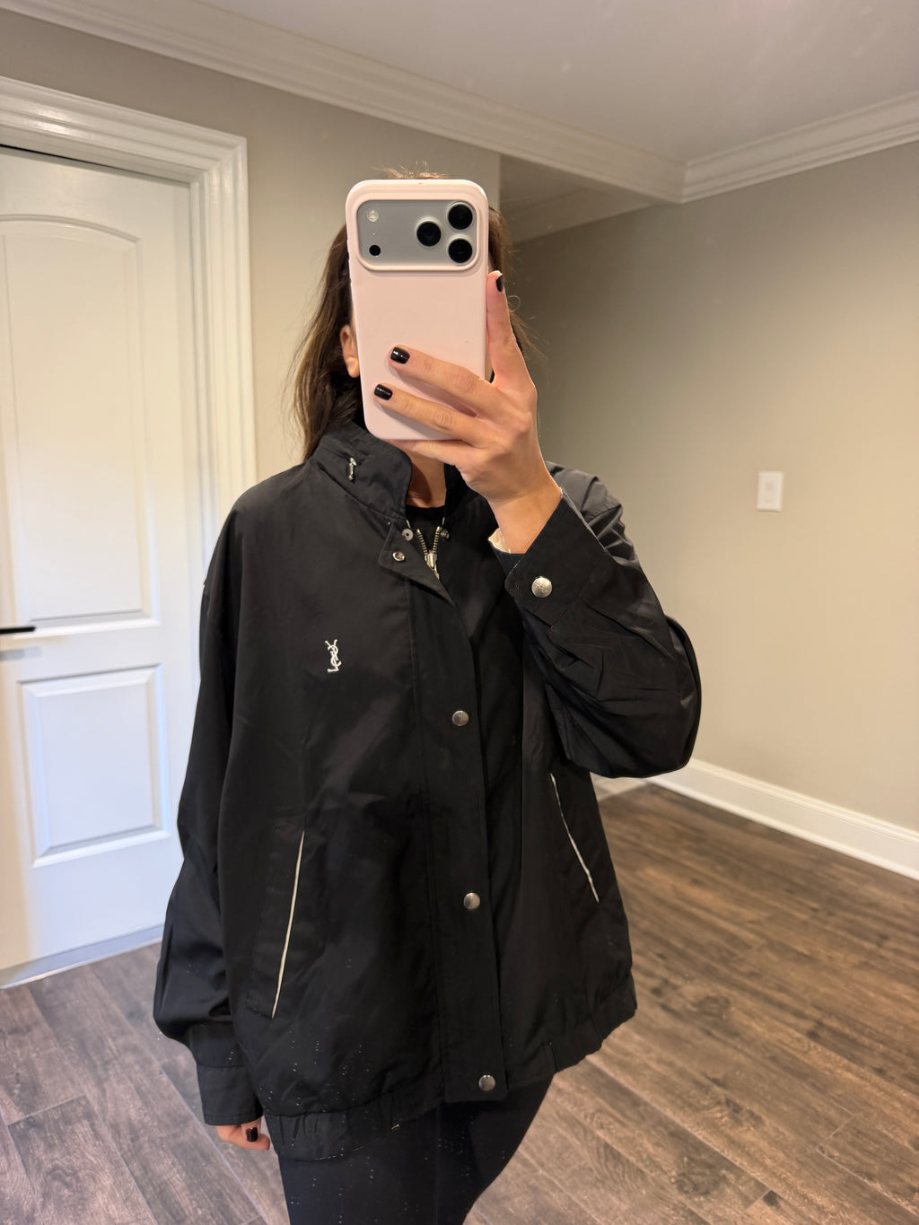 Yves Saint Laurent YSL Reversible Black & White Bomber Windbreaker Jacket