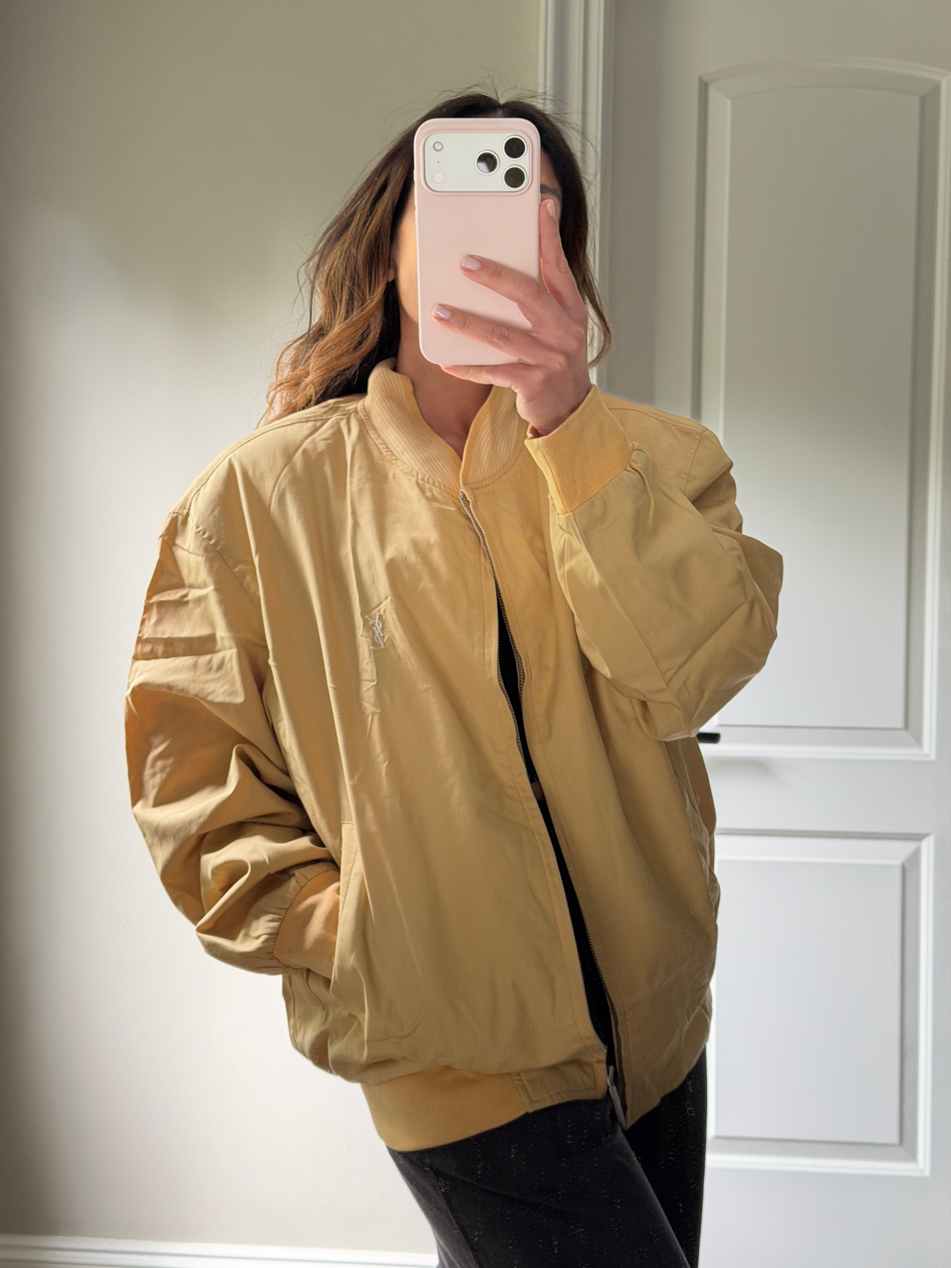 Saint Laurent Yellow Windbreaker Jacket with YSL logo