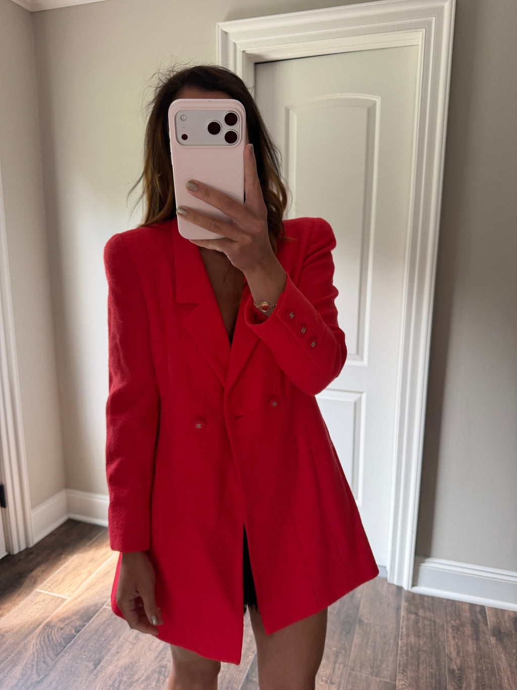 Chanel Vintage 1996 Red Tweed Boutique Blazer FR36
