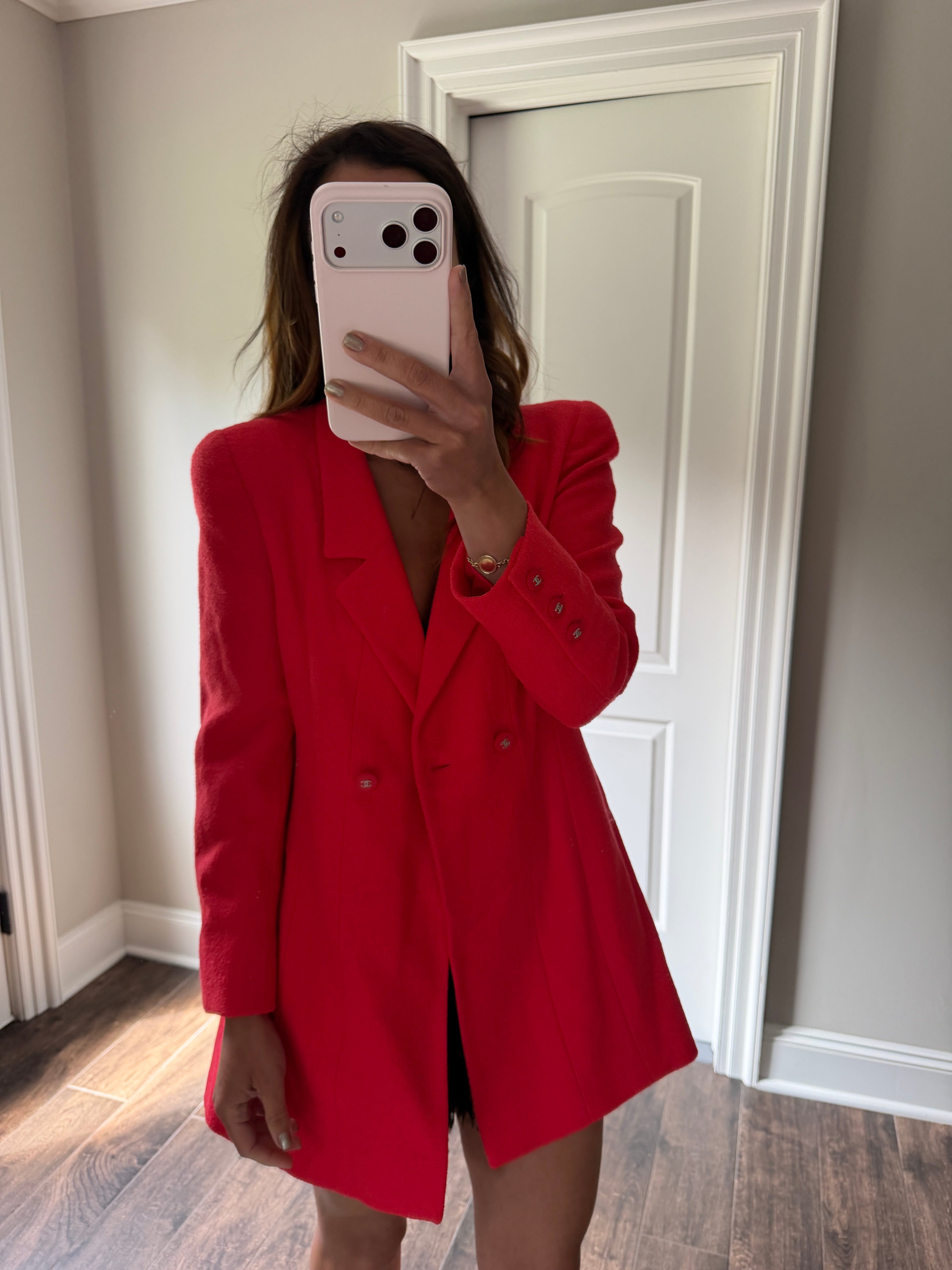 Chanel Vintage 1996 Red Tweed Boutique Blazer FR36