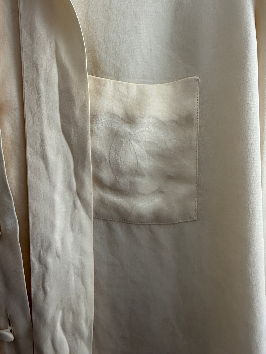 Chanel CC Pocket Ivory Logo Blouse