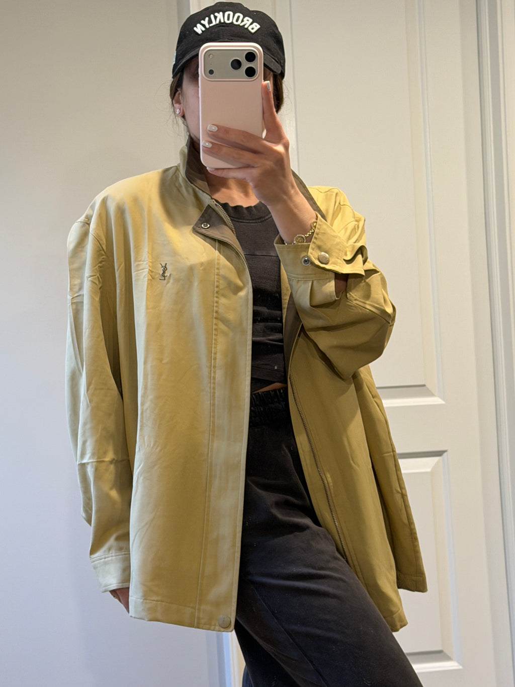 Saint Laurent Vintage Beige Bomber Windbreaker