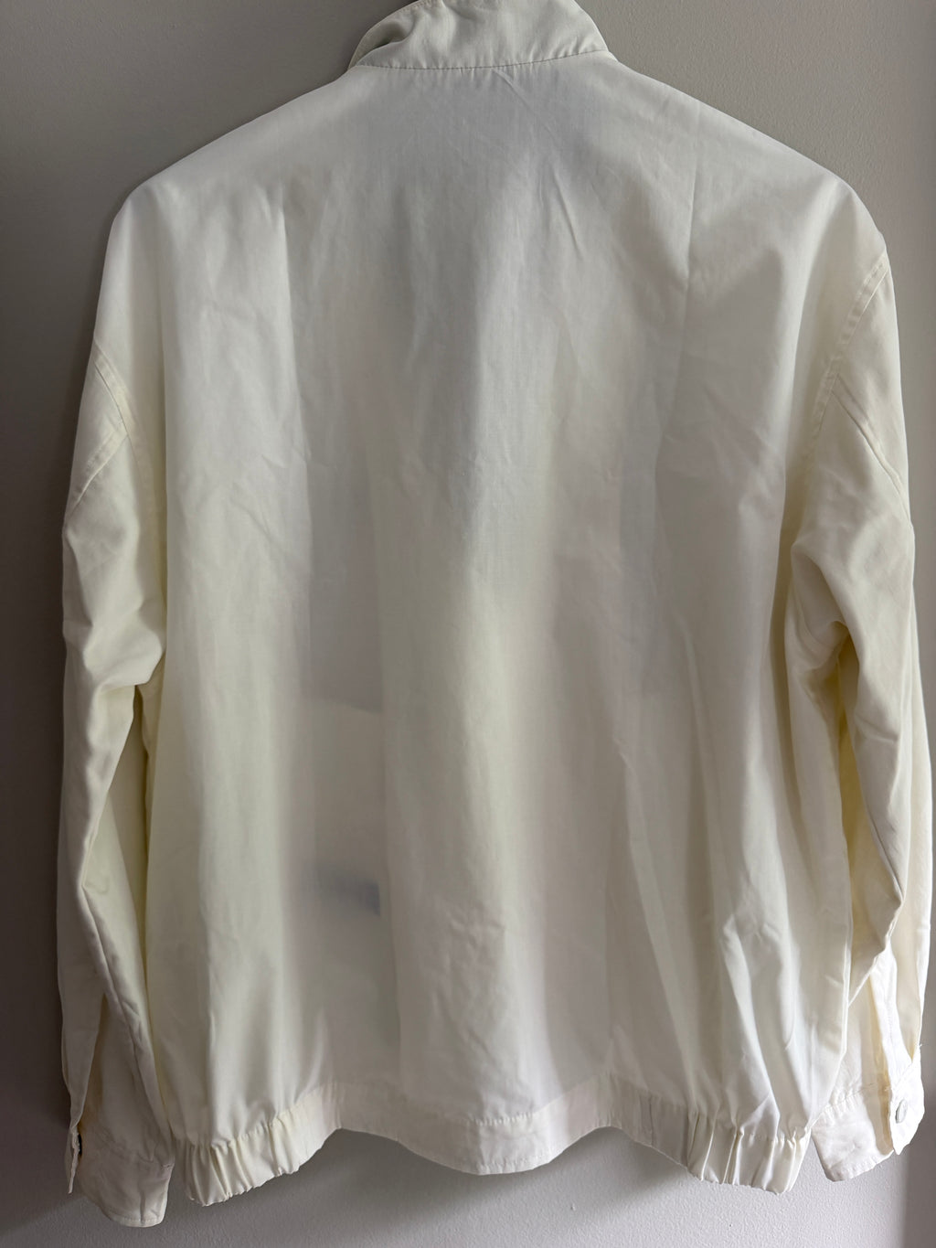 Yves Saint Laurent Vintage Off White Lightweight Jacket Green Logo Green Collar Size 100