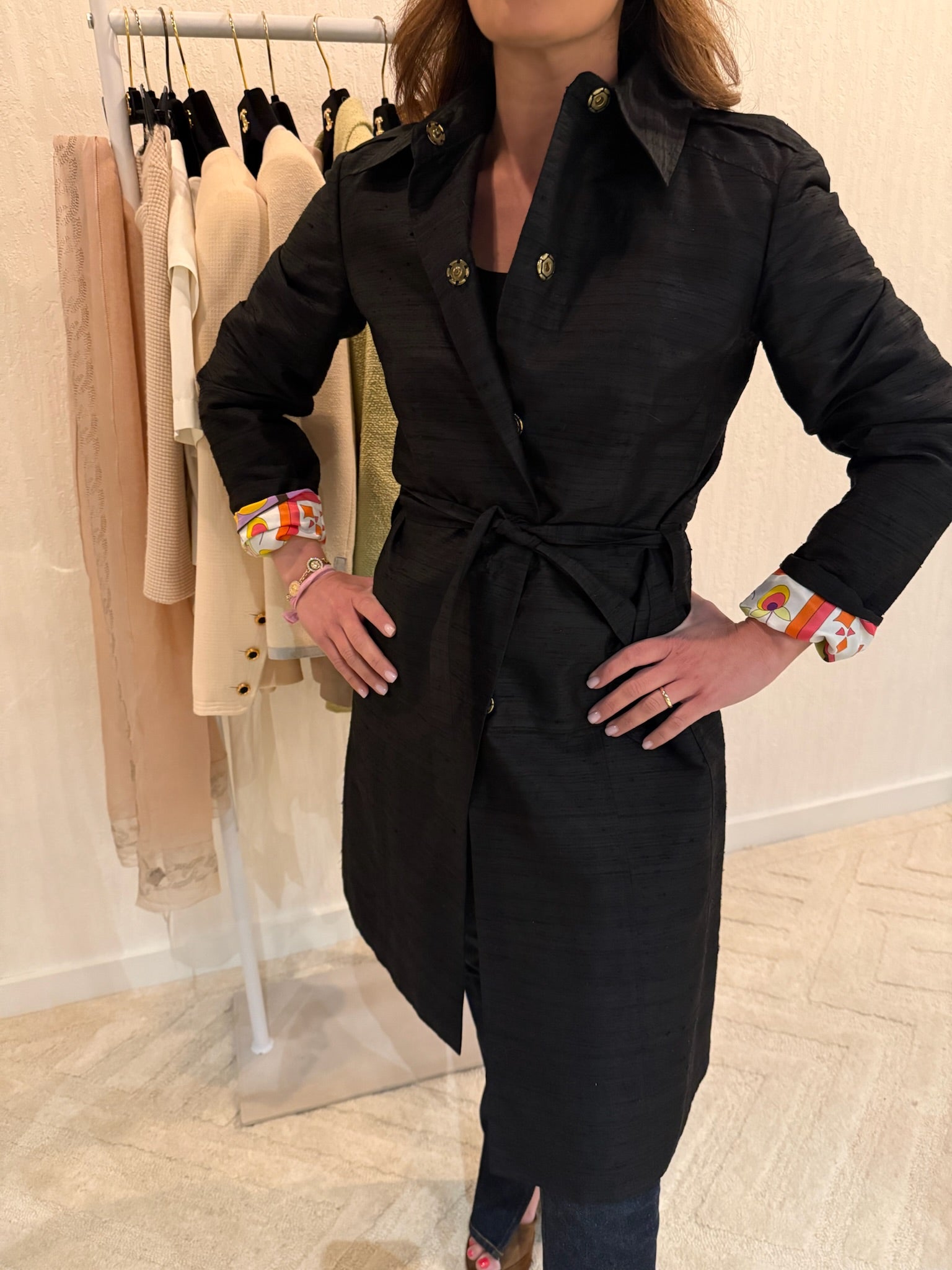 Dolce & Gabbana Black Jacket with Colorful Printed Silk Lining | IT 42 US 6