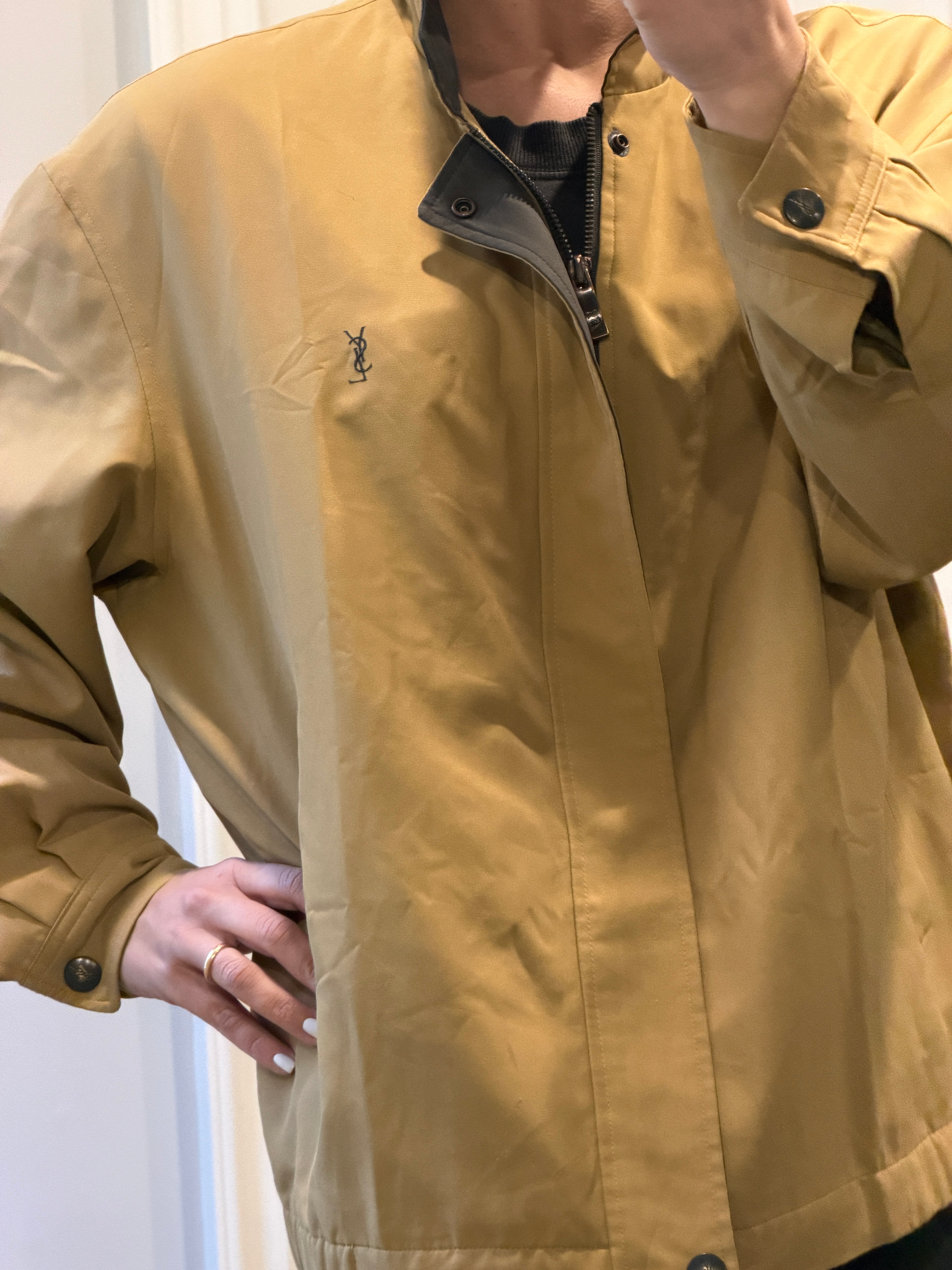 Saint Laurent Vintage Beige Bomber Windbreaker