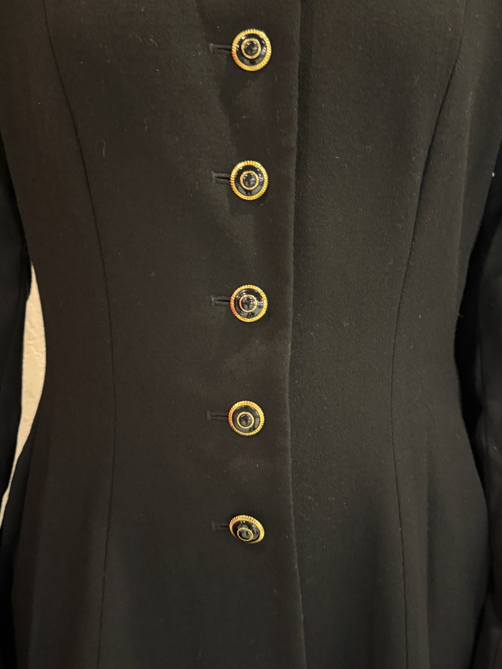 Escada by Margaretha Ley Black Wool Coat Jacket Small Longline Classic