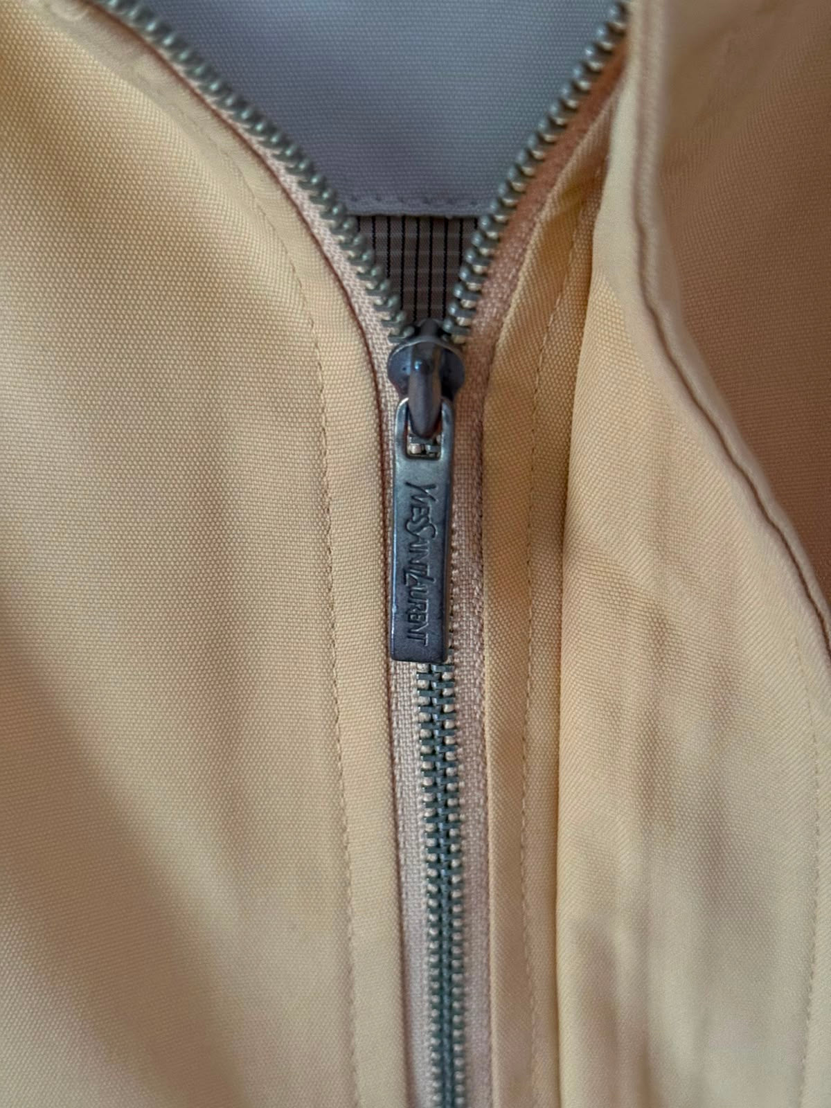Yves Saint Laurent Vintage 90s Yellow YSL Logo Windbreaker Jacket White Logo Size 110 Oversized