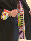 Dolce & Gabbana Black Jacket with Colorful Printed Silk Lining | IT 42 US 6