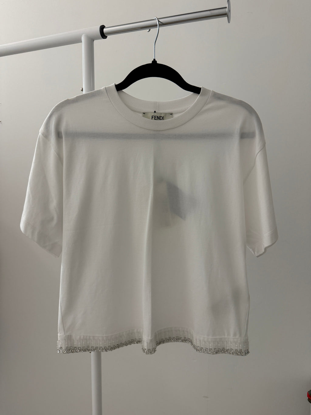 Fendi White Knitted Shirt Luxury Knit Top Size S
