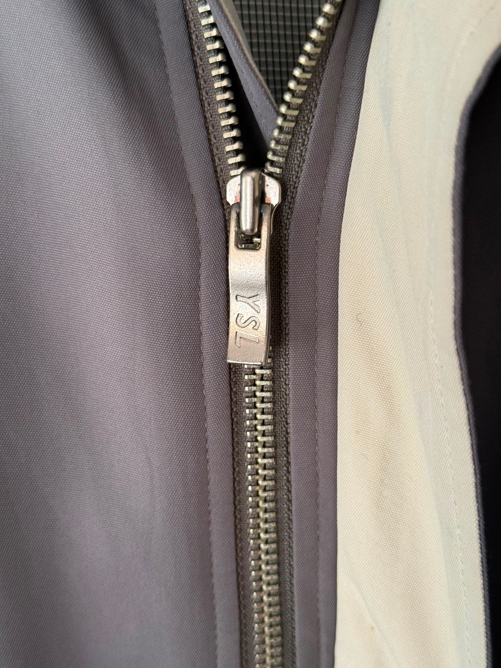 Yves Saint Laurent Vintage YSL Grey Beige Windbreaker Bomber Jacket