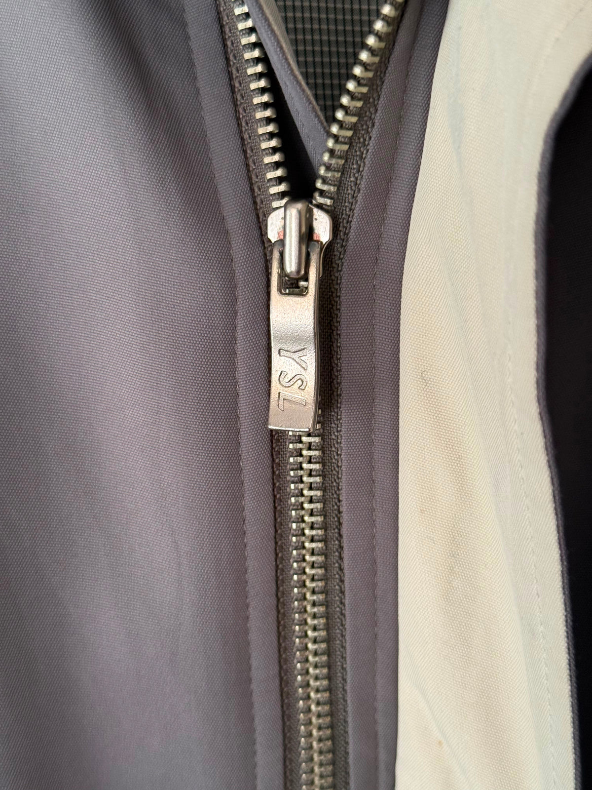 Yves Saint Laurent Vintage YSL Grey Beige Windbreaker Bomber Jacket