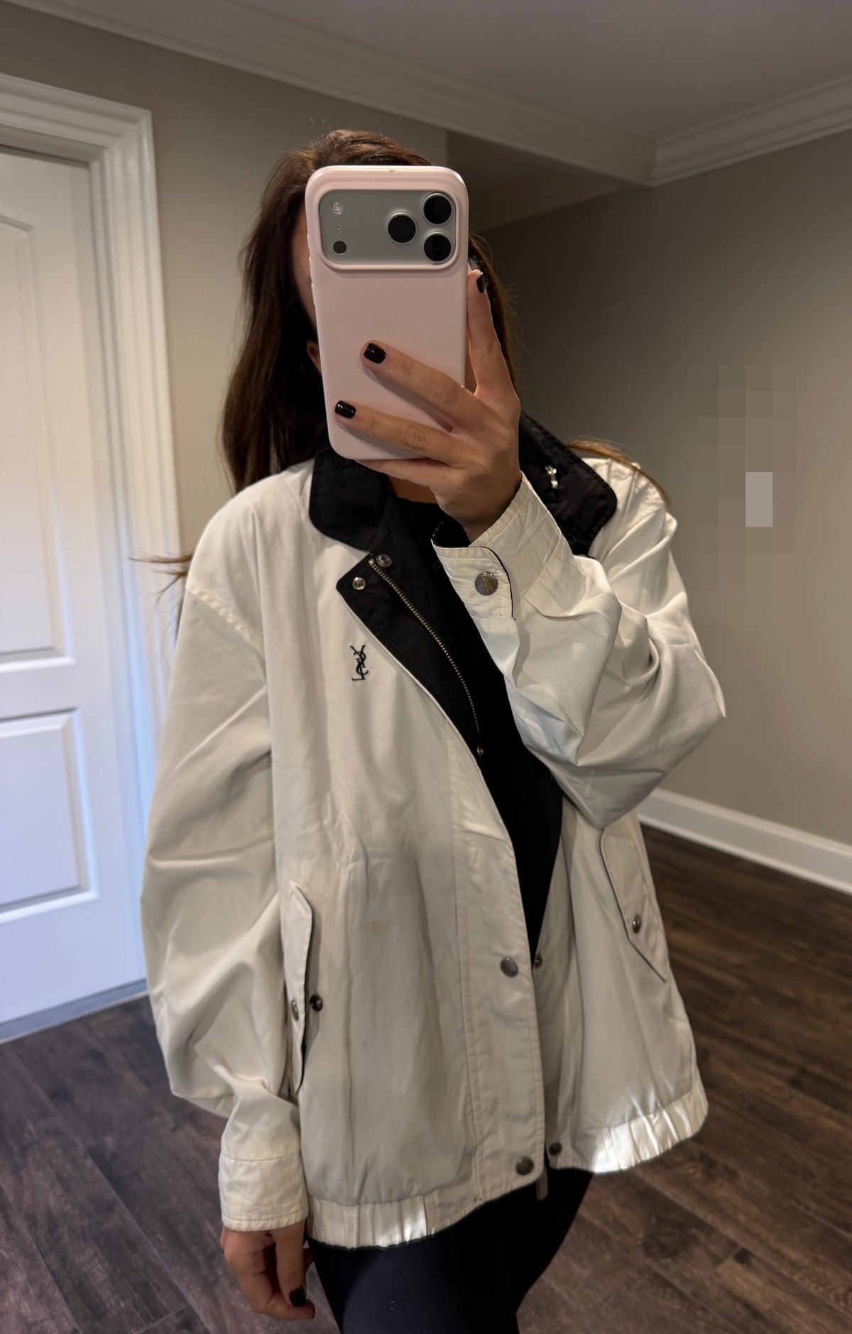 Yves Saint Laurent YSL Reversible Black & White Bomber Windbreaker Jacket