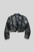 Ralph Lauren Cropped Black Leather Jacket with Toggle Closure | Women’s Leather Jacket