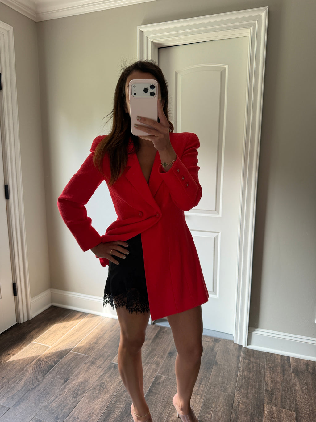 Chanel Vintage 1996 Red Tweed Boutique Blazer FR36