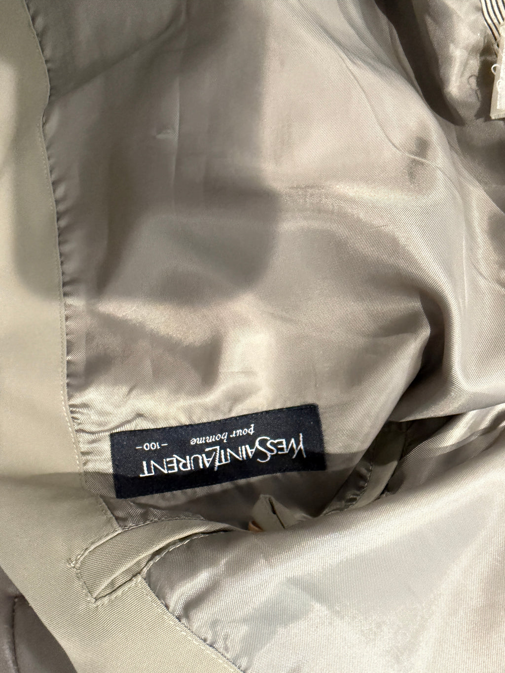 Yves Saint Laurent Vintage YSL Light Khaki Windbreaker Bomber Jacket Size 100 DAMAGED