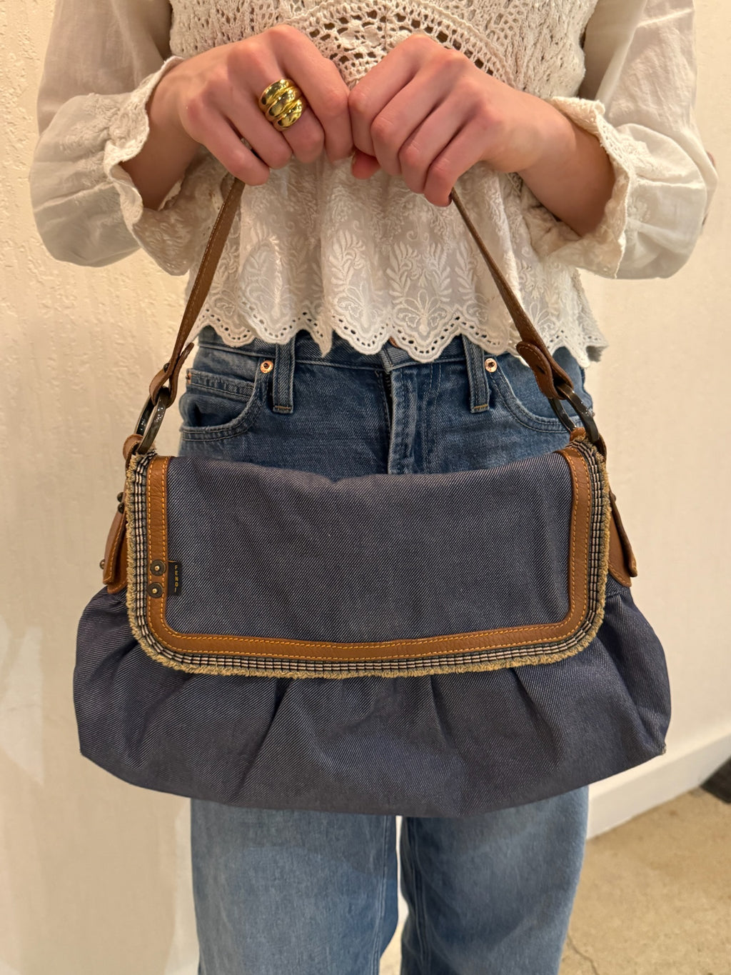 Fendi Large Denim Chef Baga