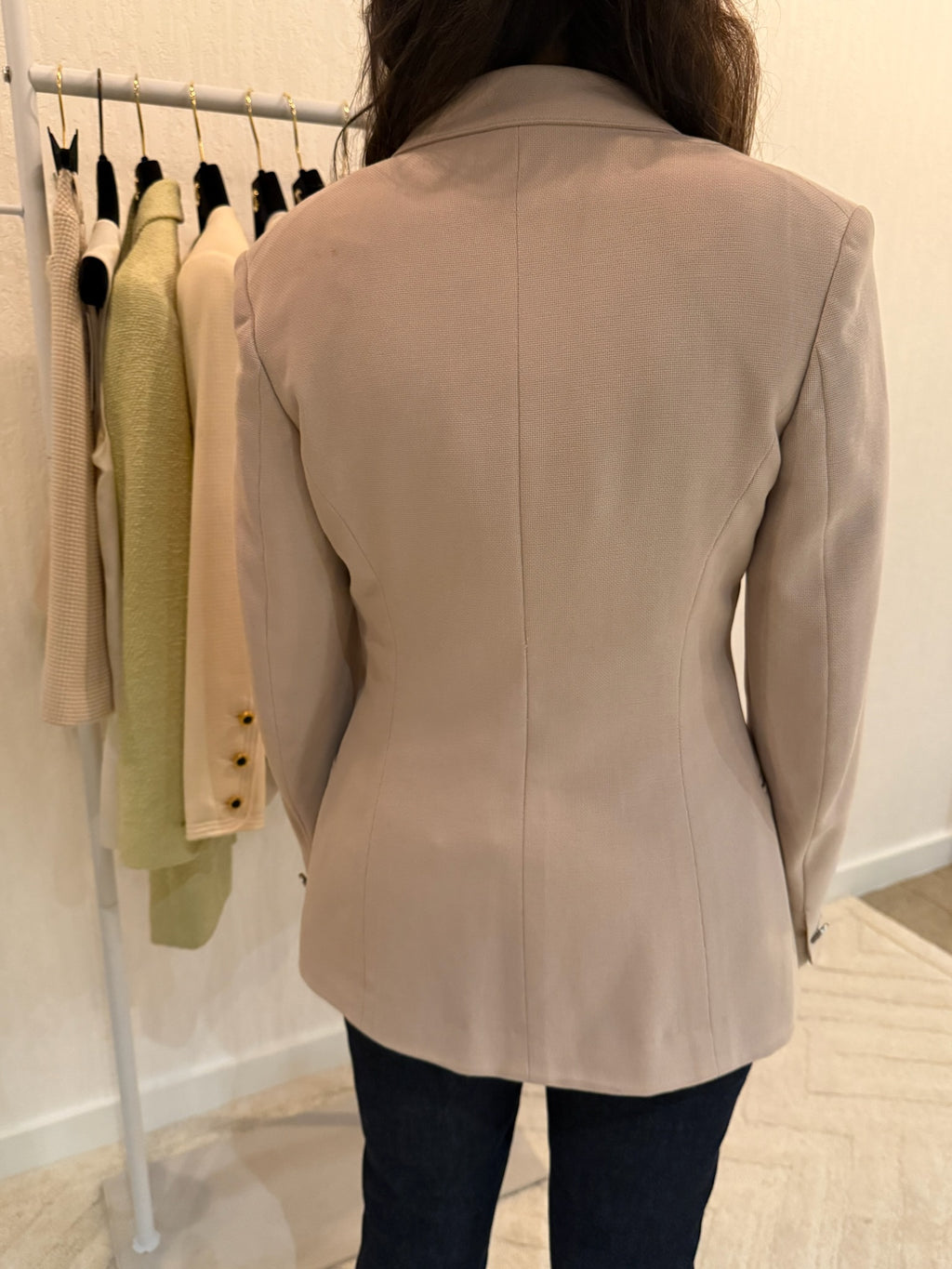 Chanel 1998 CC Logo Cotton One Button Blazer FR38