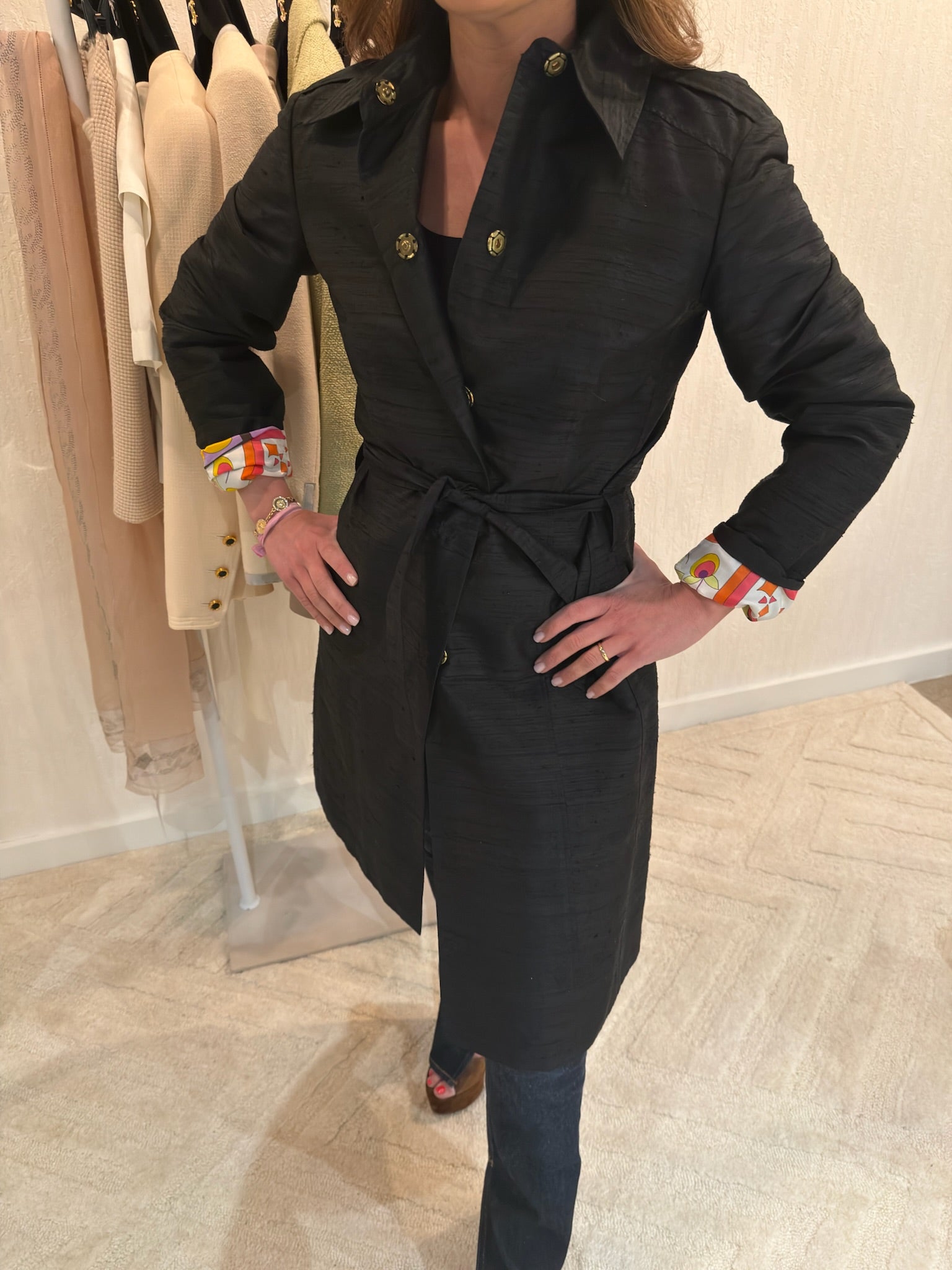 Dolce & Gabbana Black Jacket with Colorful Printed Silk Lining | IT 42 US 6