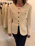 Chanel Beige Blazer Blk Buttons 1989