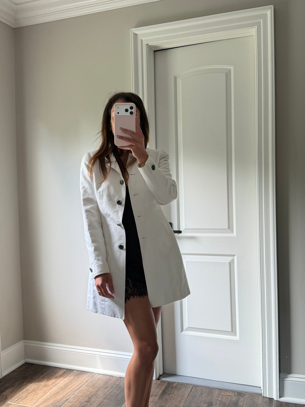 Chanel White Cotton Silver Button Blazer