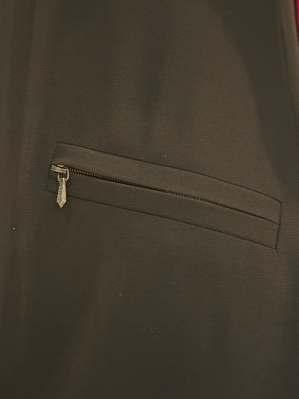 Chanel Black Wool Silk Blend Midi Dress FR 40 | CC Logo Zipper Pull