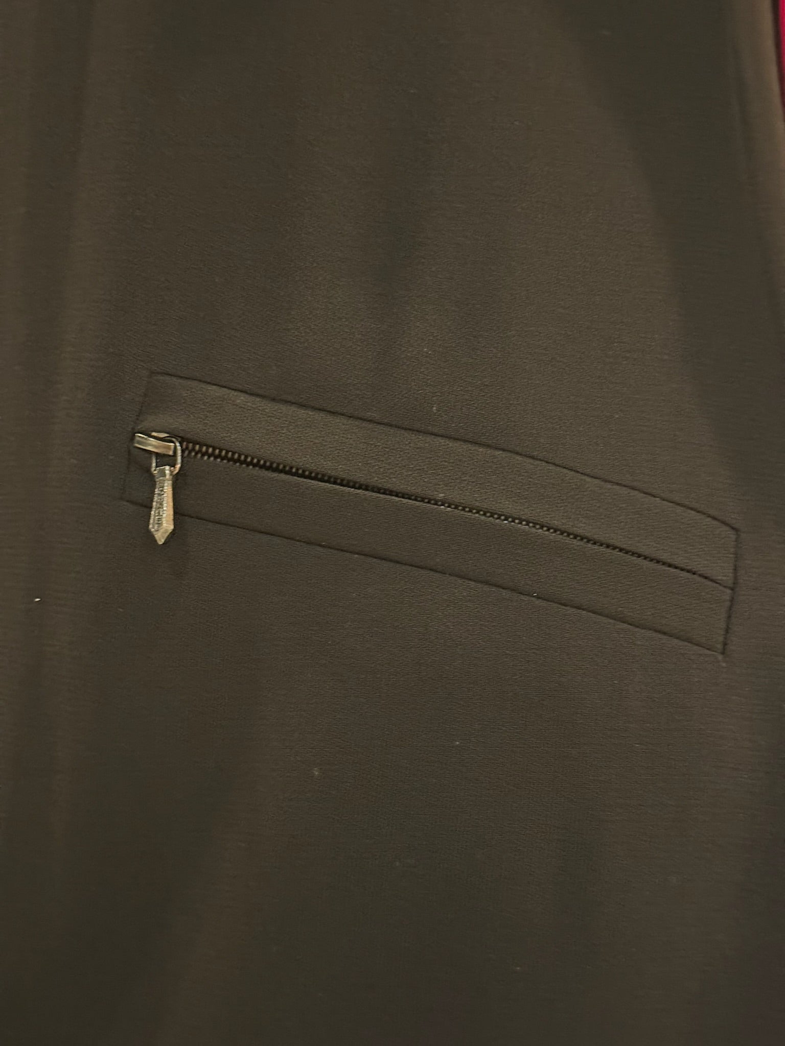Chanel Black Wool Silk Blend Midi Dress FR 40 | CC Logo Zipper Pull