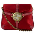 Gucci F/W 2003 Tom Ford Red Silk Satin GG Crystal Reins Thong Mini Crossbody Bag