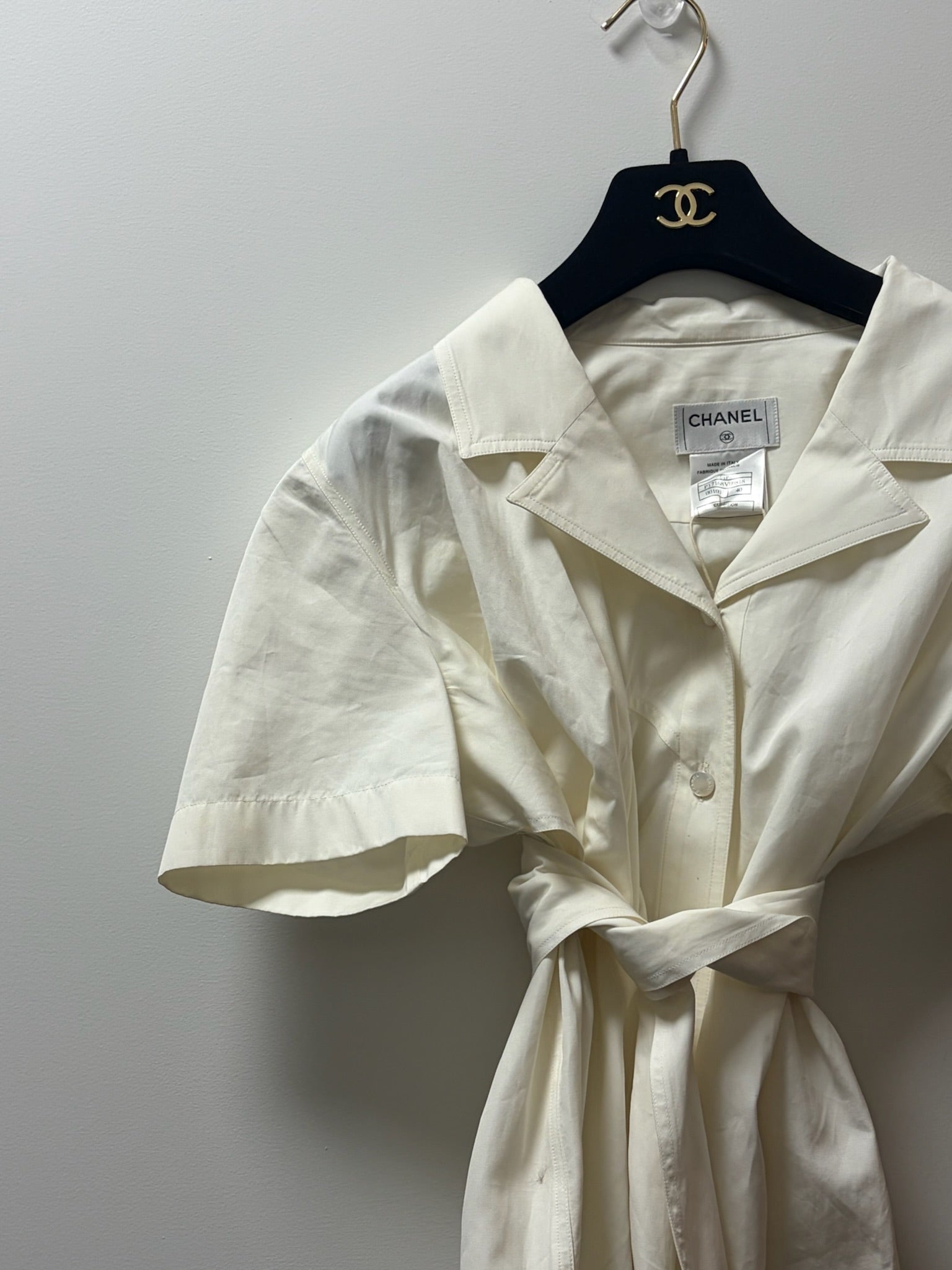 Chanel Spring 2001 Button-Up Top FR40 | Off White Blouse
