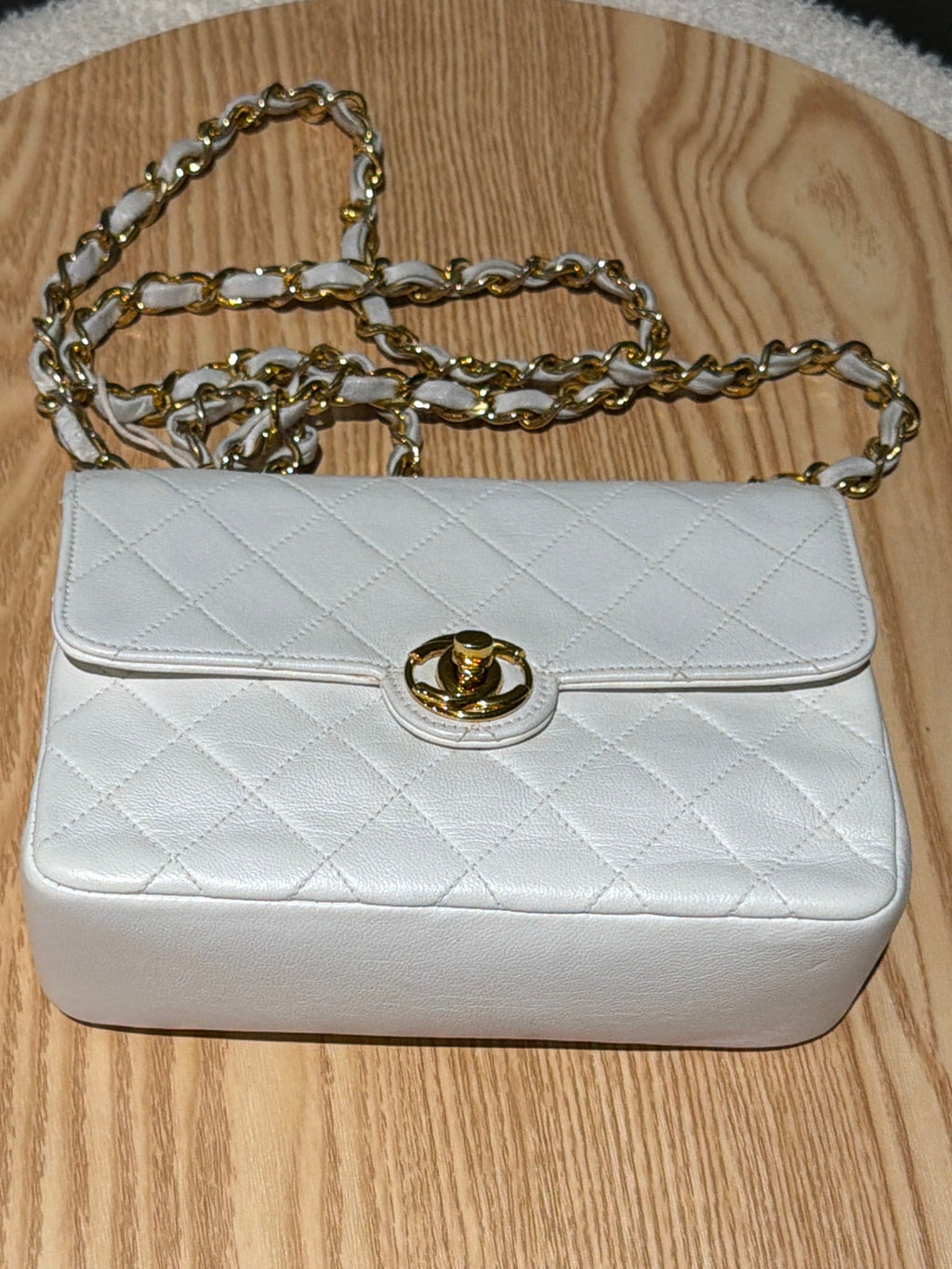 Chanel White Mini Round CC Flap  1987-1988