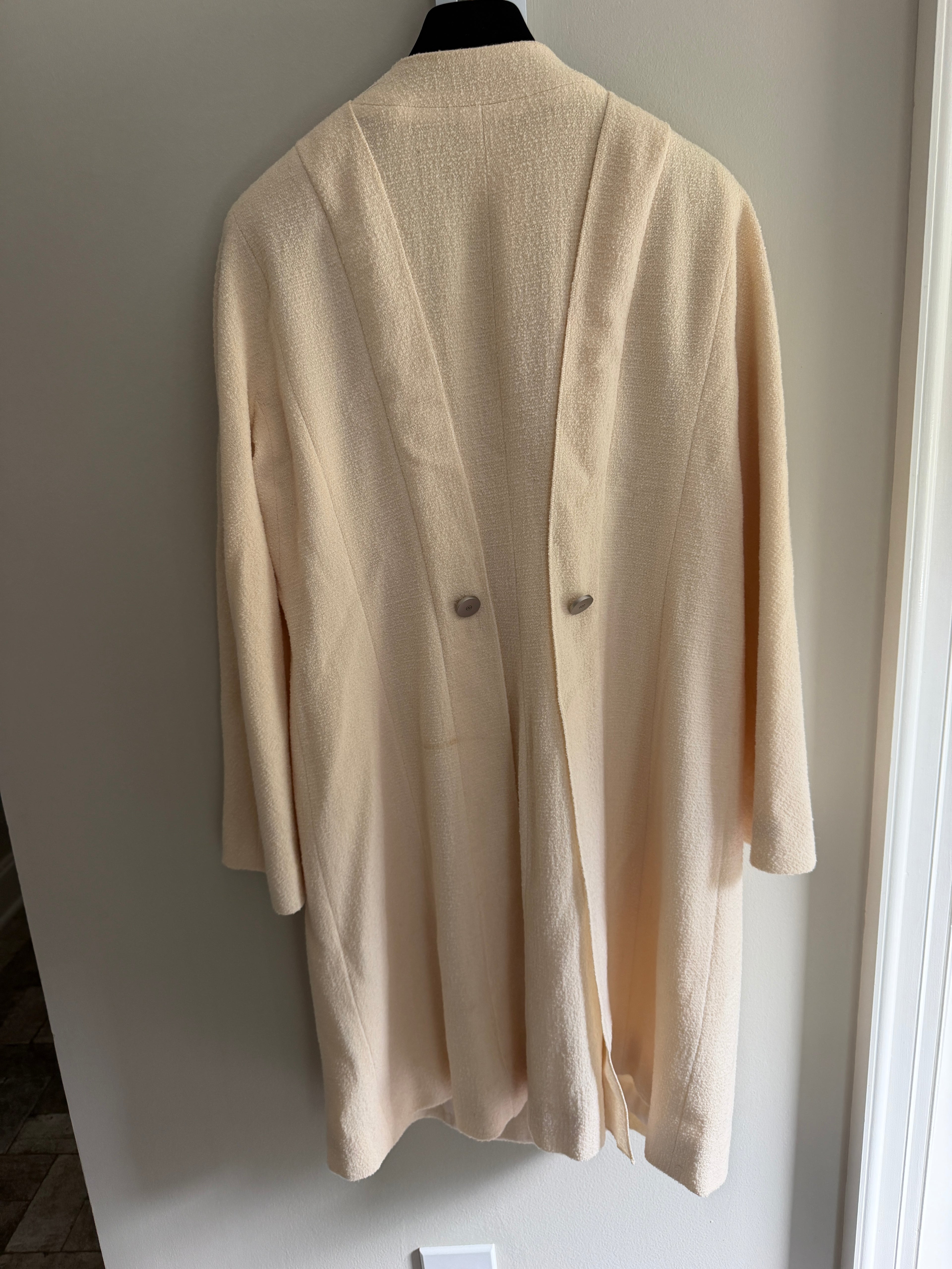 Chanel 1999 Tweed Cream Long Blazer Coat