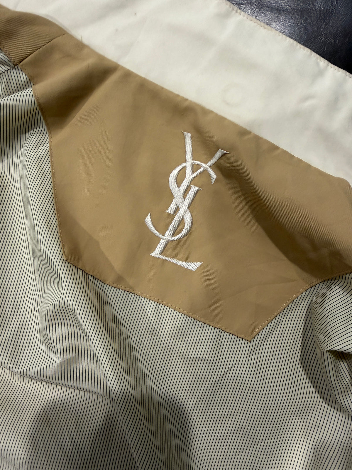 Yves Saint Laurent Vintage YSL Beige Windbreaker Bomber Jacket Size 100