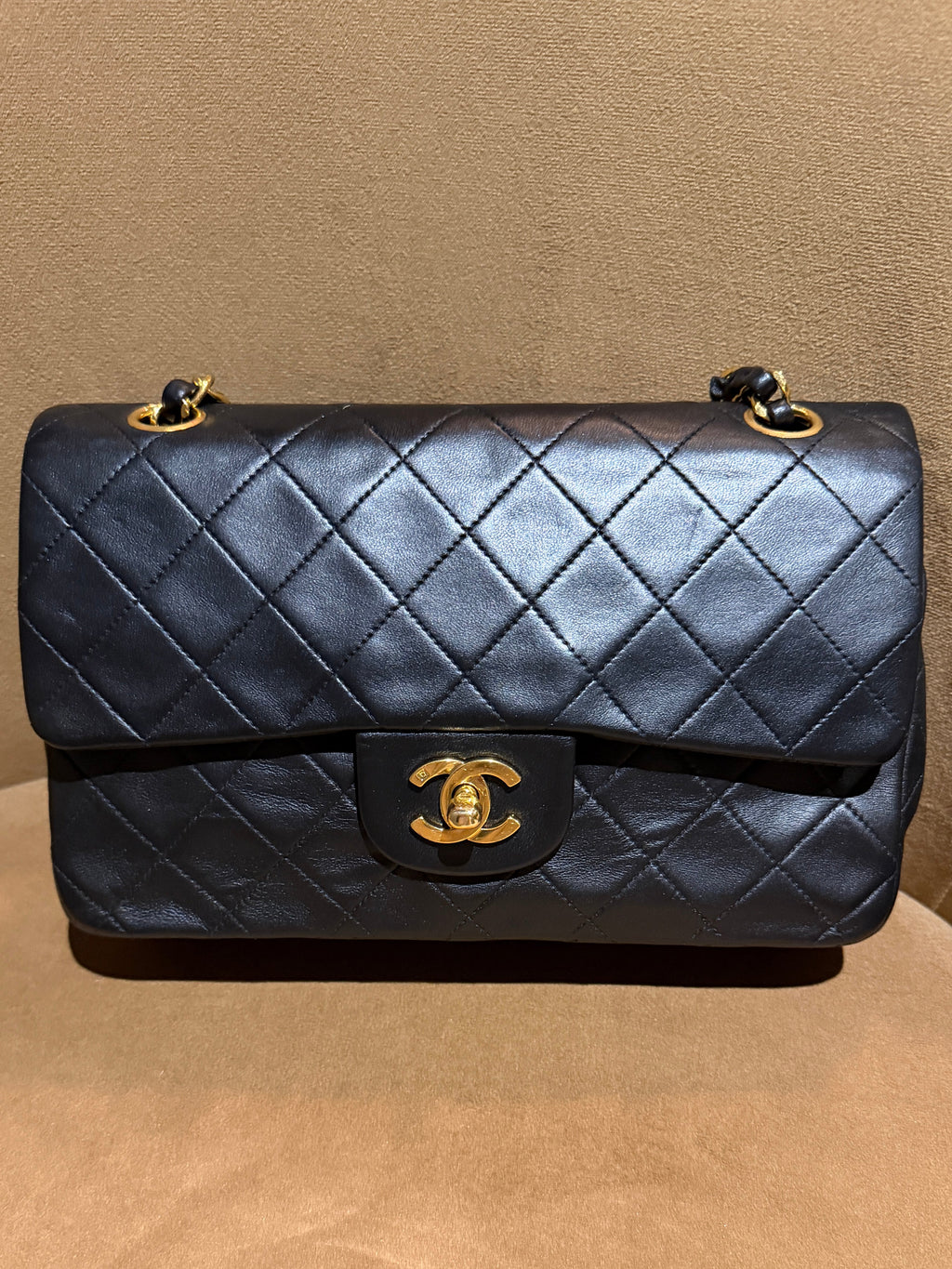 Chanel Classic Small Double Flap Bag Black Lambskin 24K Gold Hardware 1994–1996