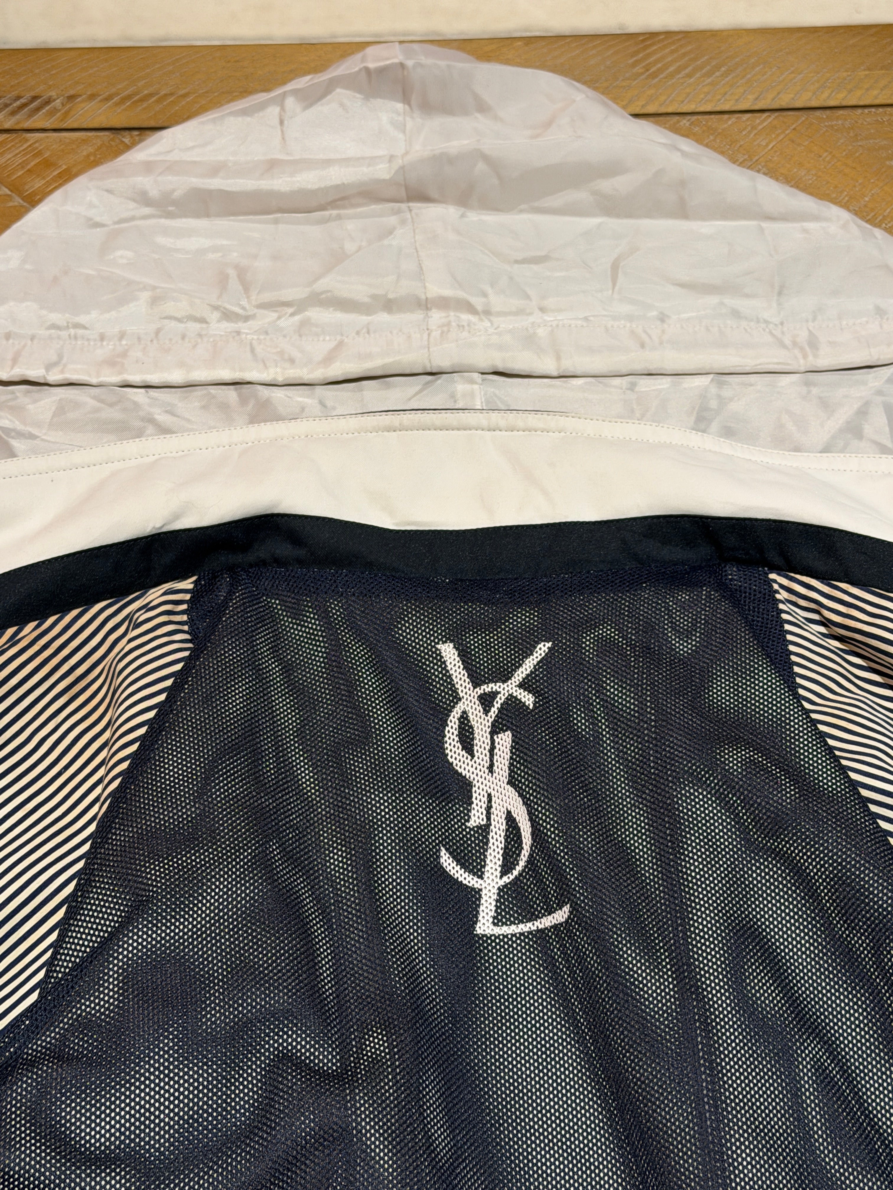 Saint Laurent Off White Double Pocket Windbreaker Jacket w/ Hood